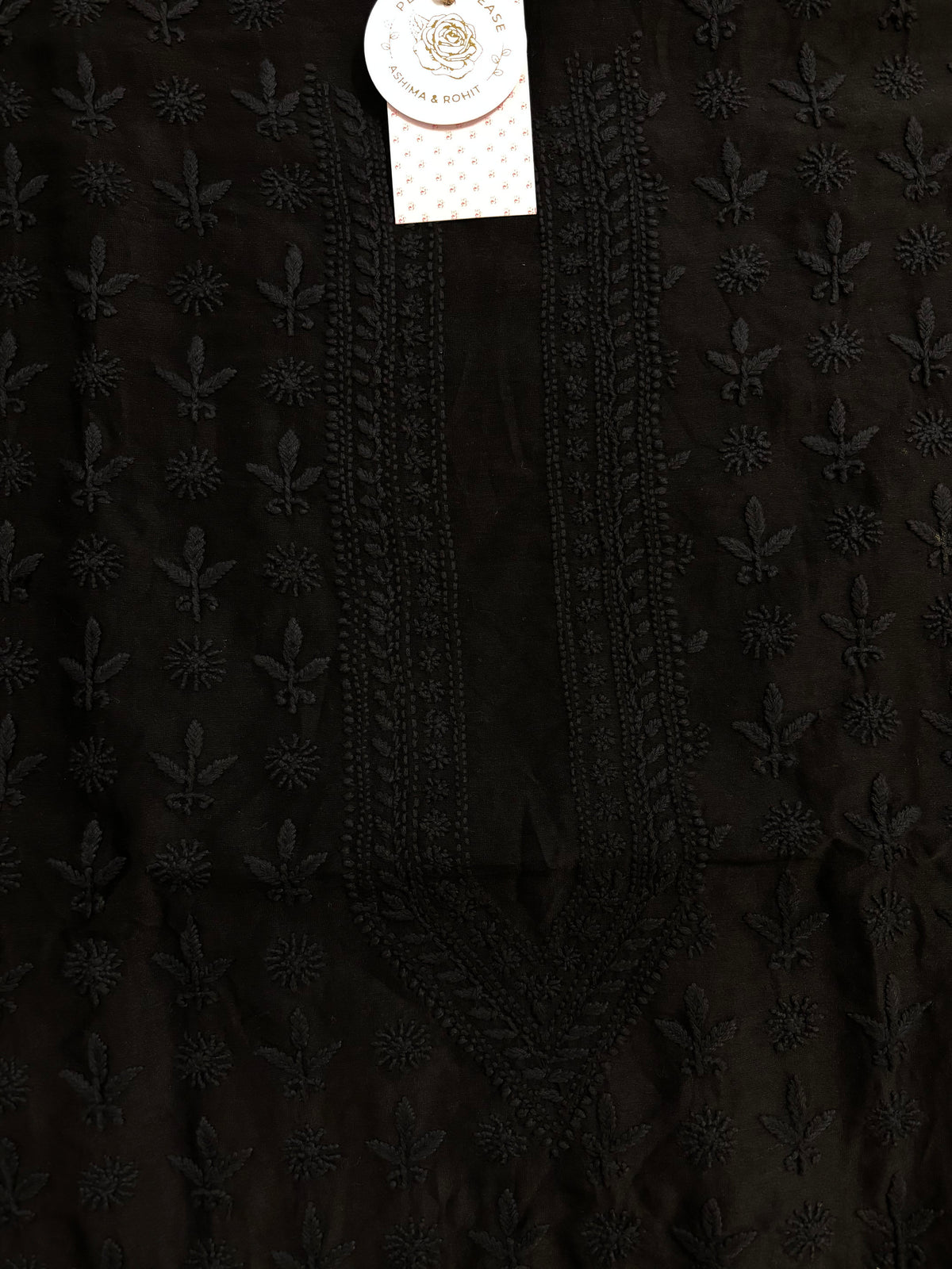 Black Chanderi Men’s Chikankari Kurta