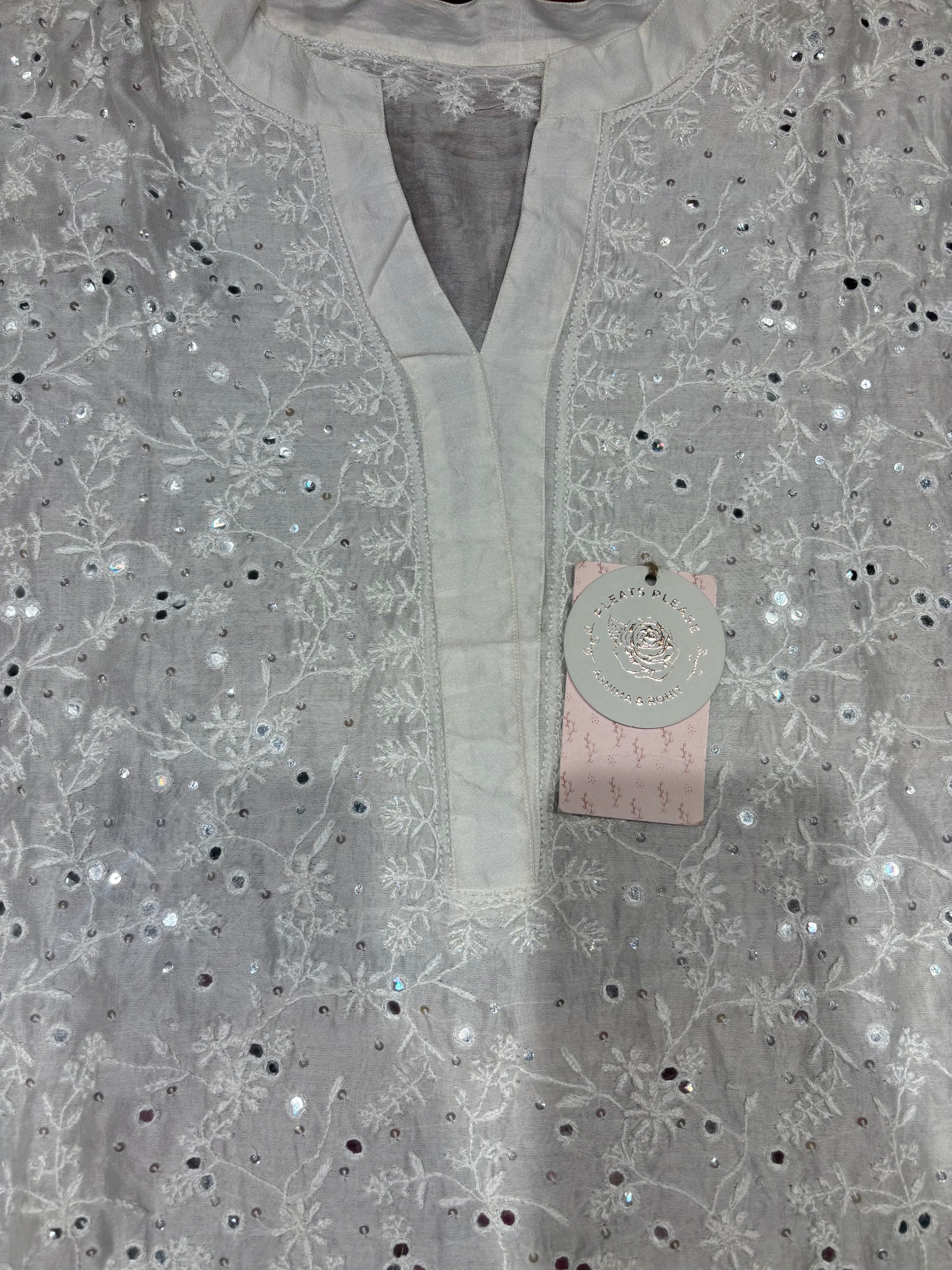 Dyeable Chanderi Silk Chikankari Co-ord Set