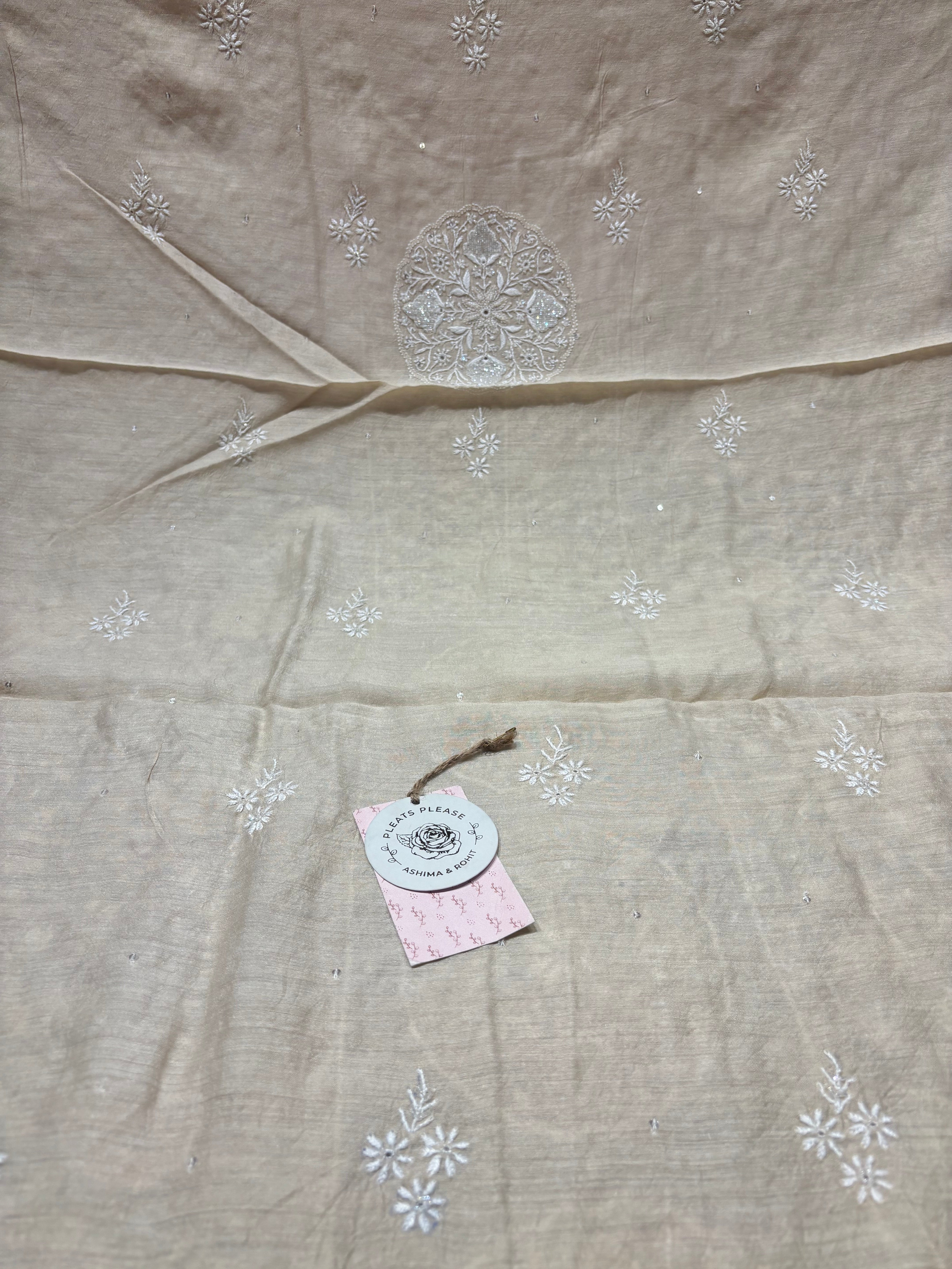 Dyeable monga Silk Chikankari Kurta and Dupatta Fabric