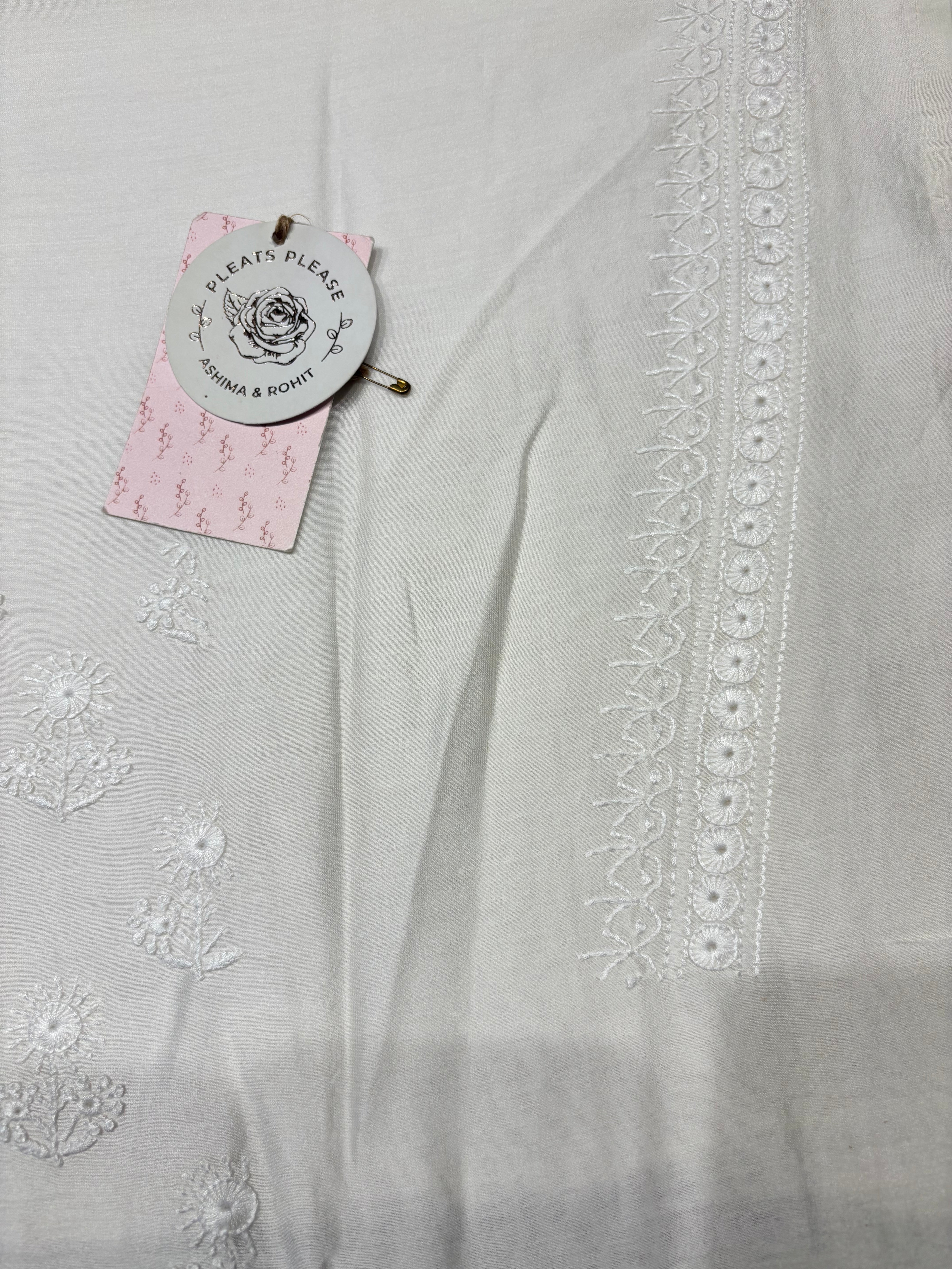Dyeable Chanderi Silk Chikankari Men’s Kurta Fabric