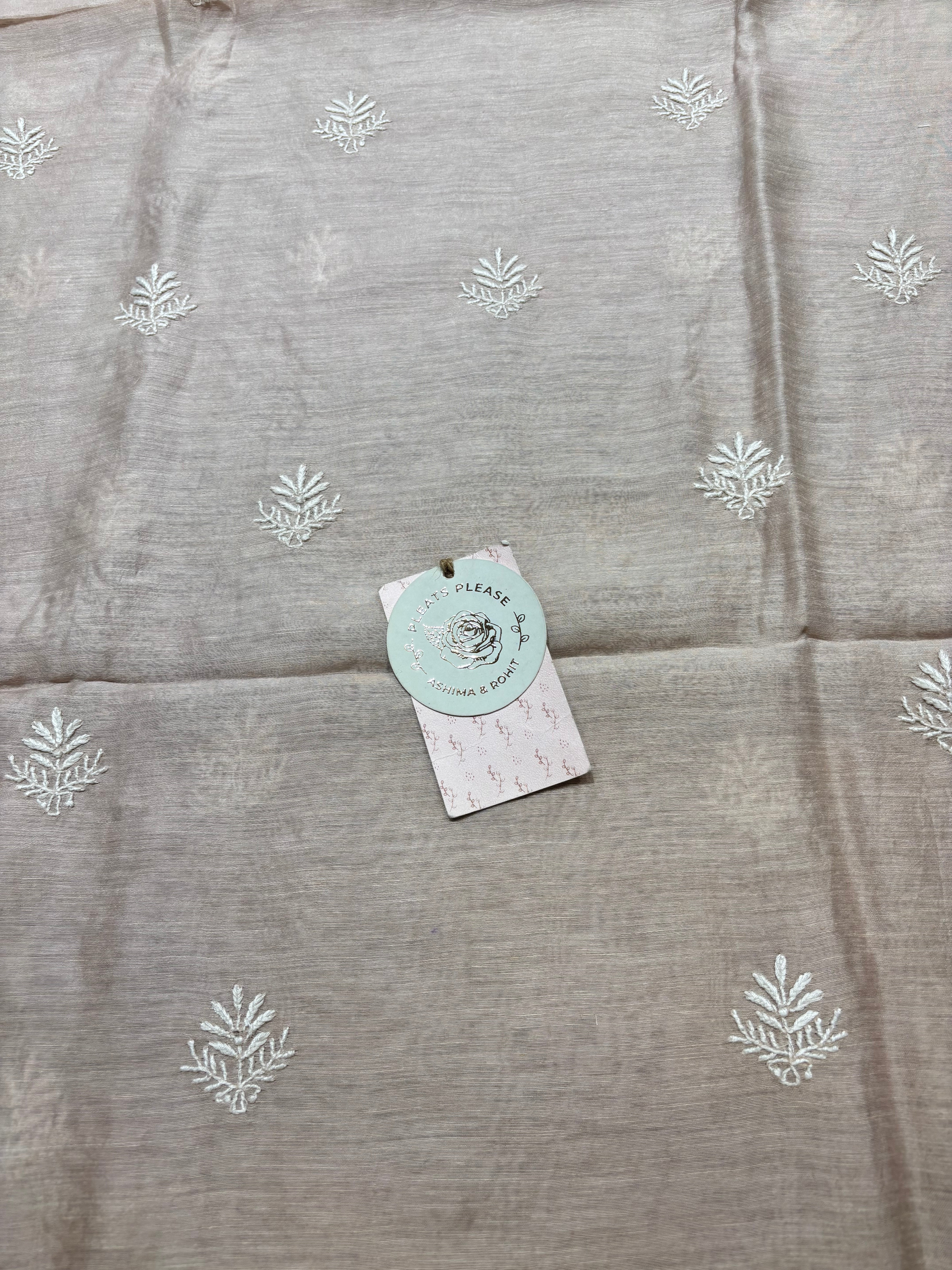 Rose Gold Linen Chikankari Men’s Kurta Fabric