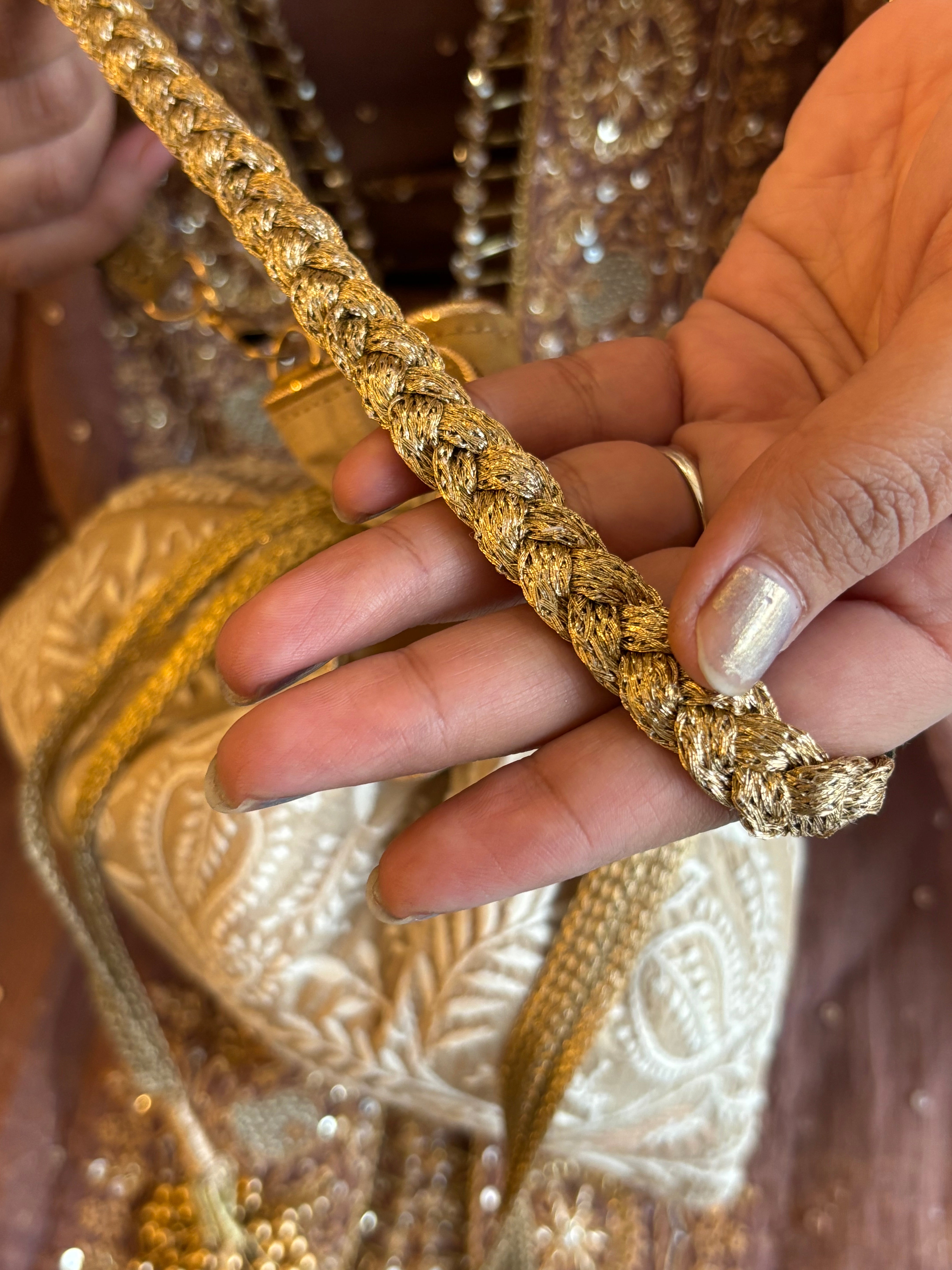 Beige Chikankari Potli