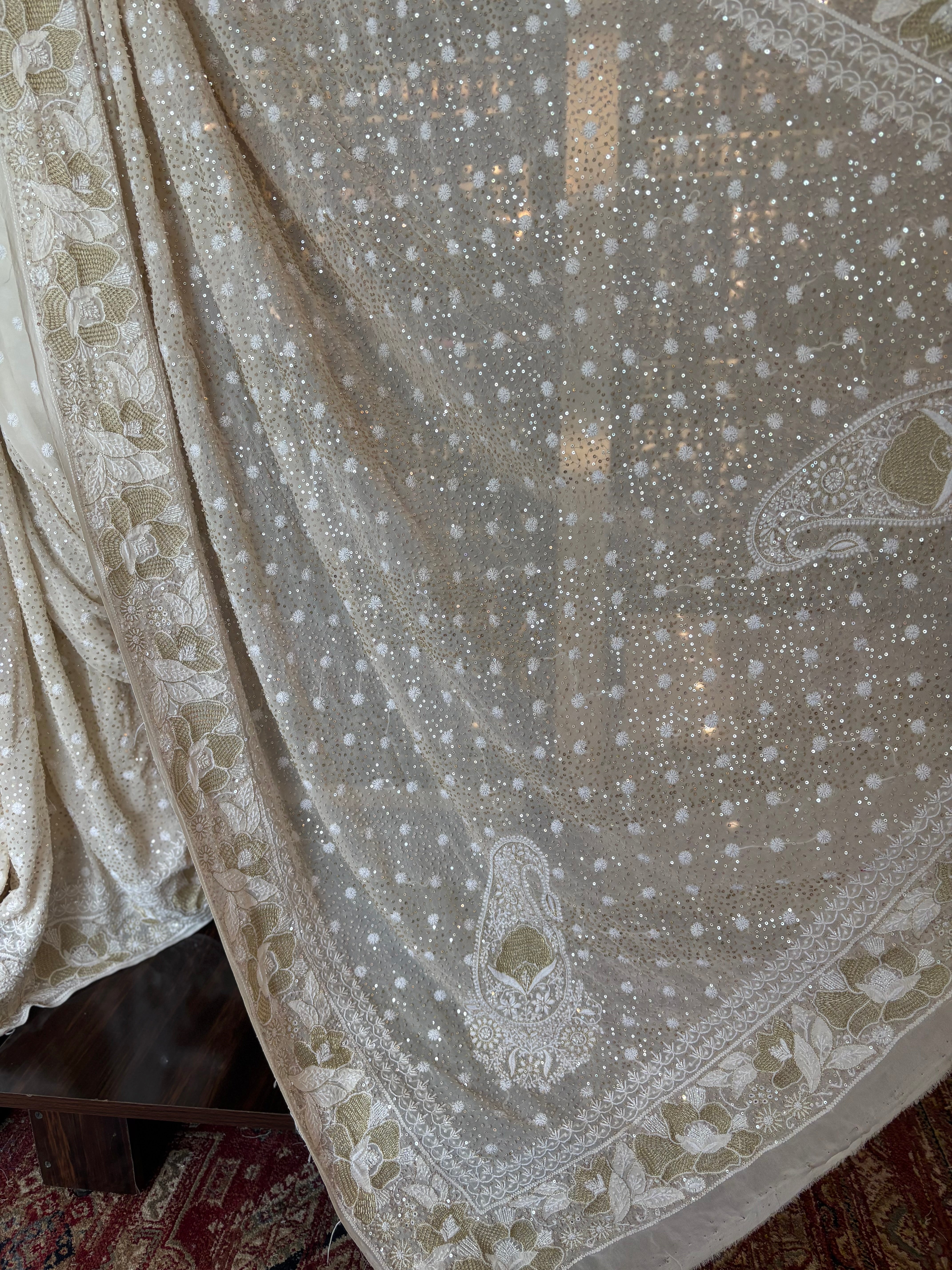 Dyeable Pure & Premium Georgette Chikankari Saree