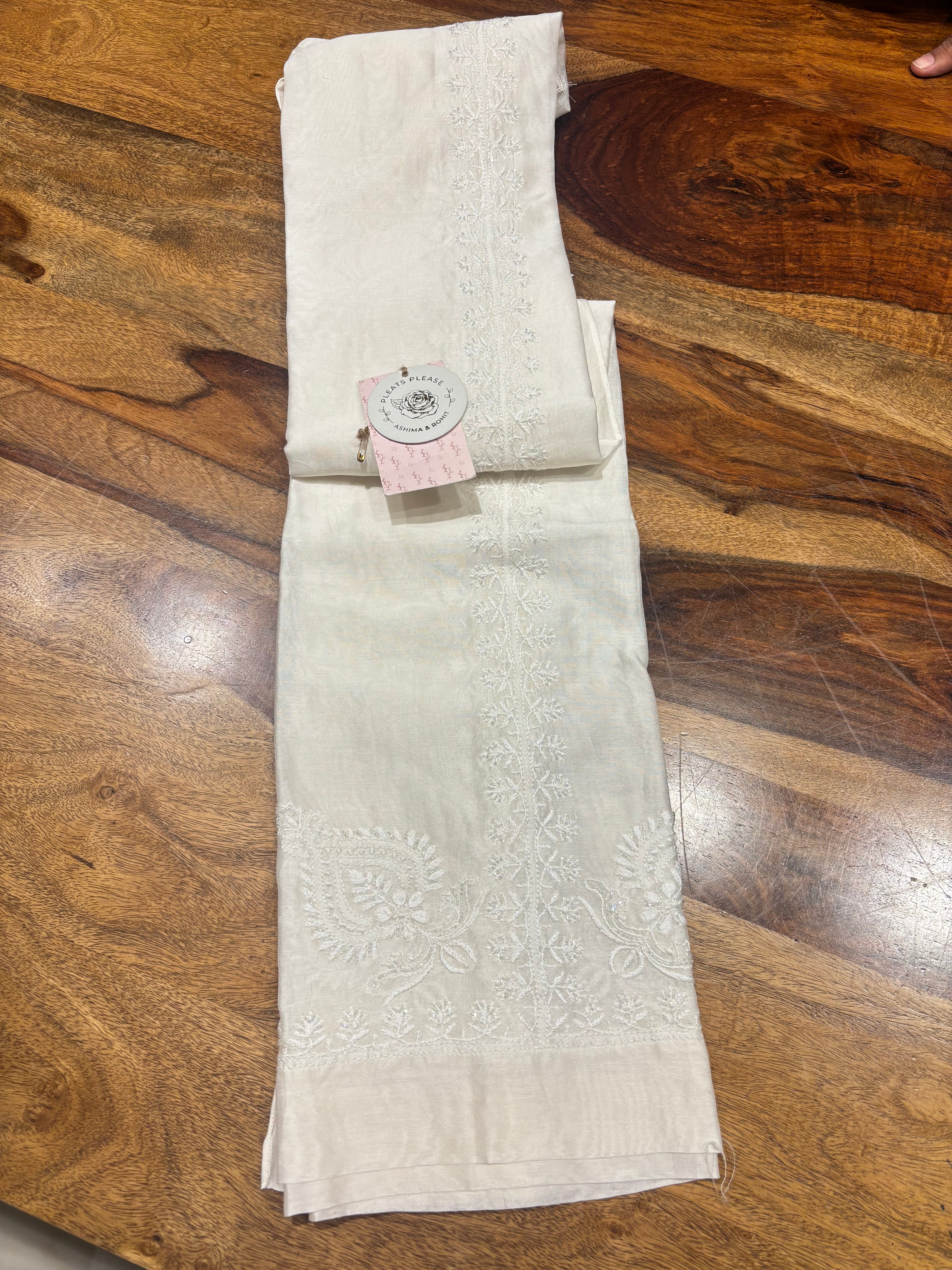 Dyeable Chanderi Silk Chikankari Co-ord Set