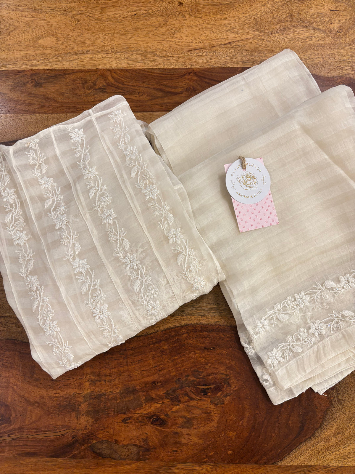 Dyeable Organza Chikankari Flared Co-Ord Set