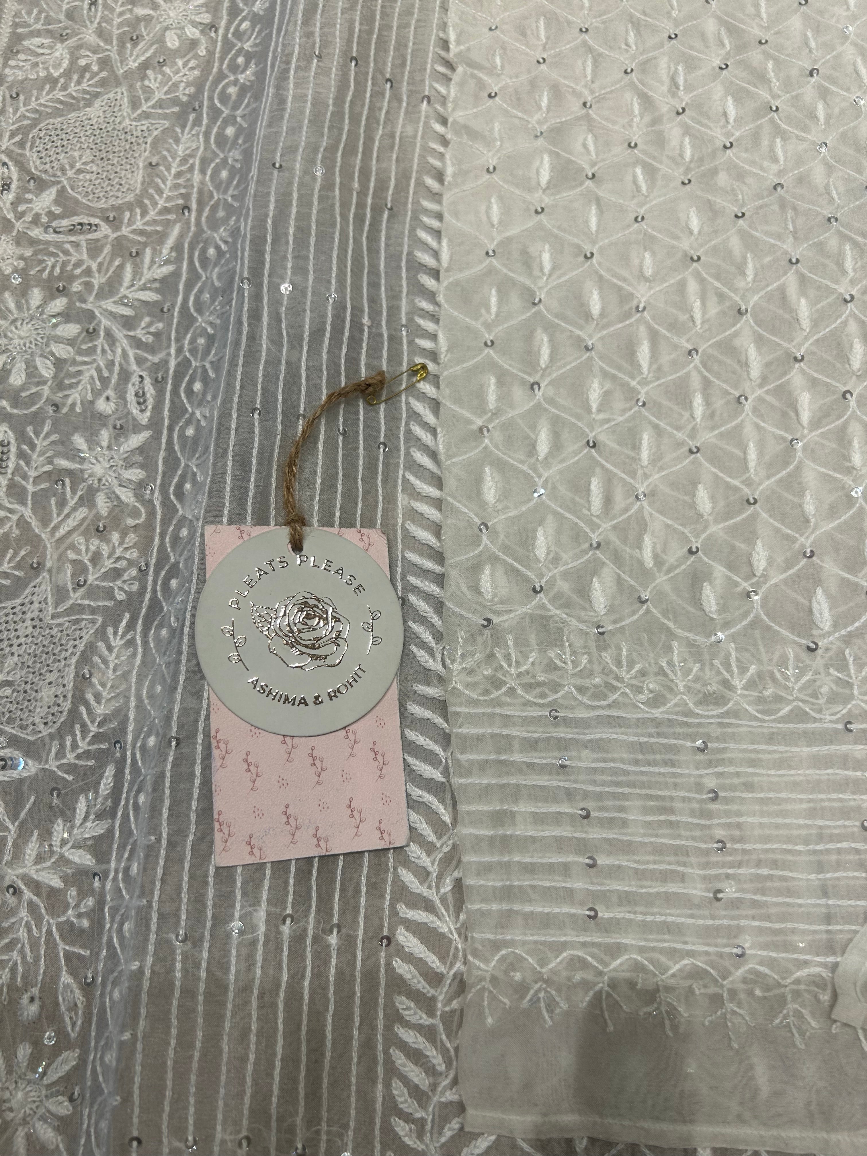 Dyeable Chikankari Organza Kurta & Dupatta set