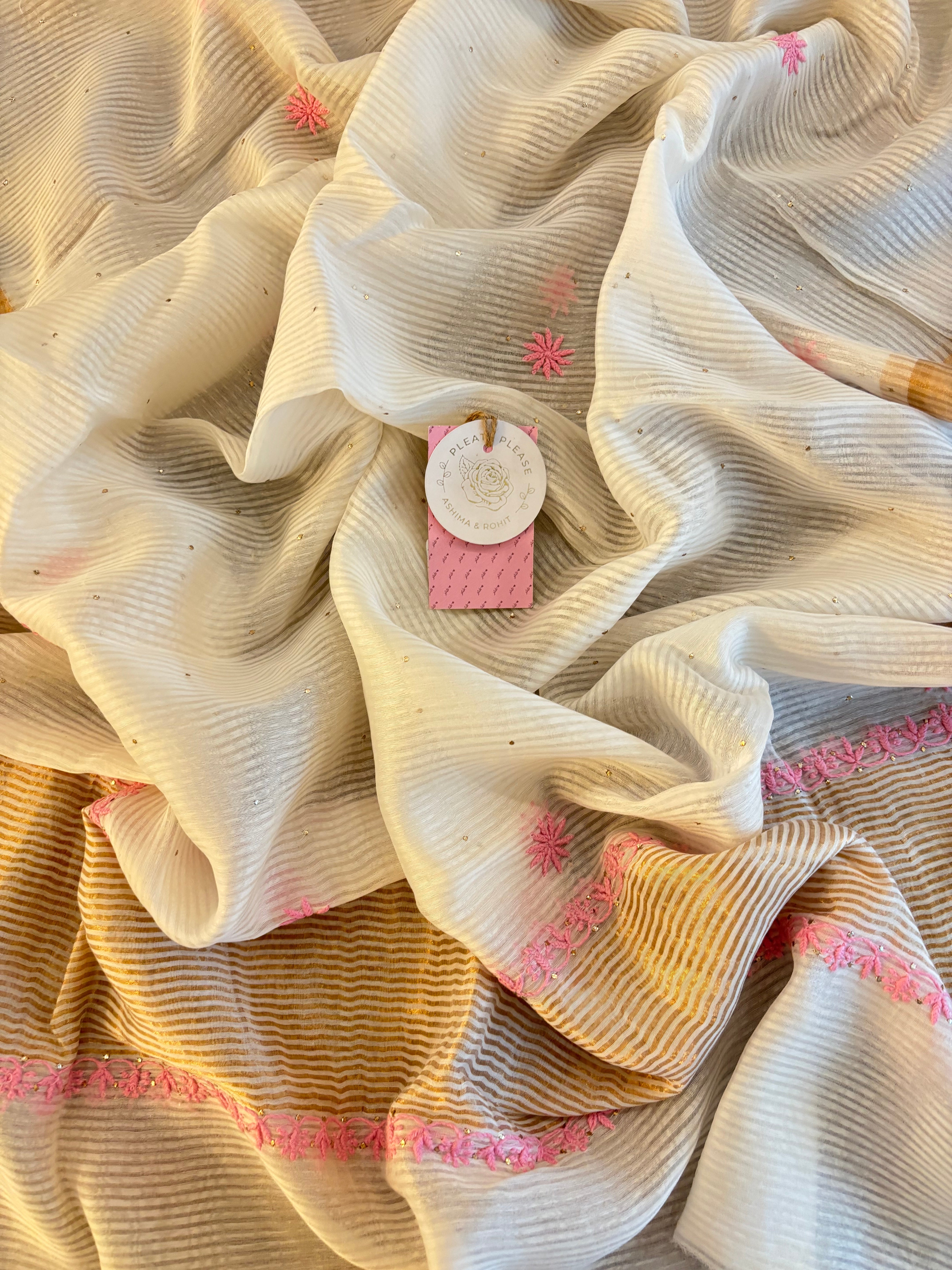 Dyeable Chanderi Chikankari Mukaish Anarkali & Dupatta