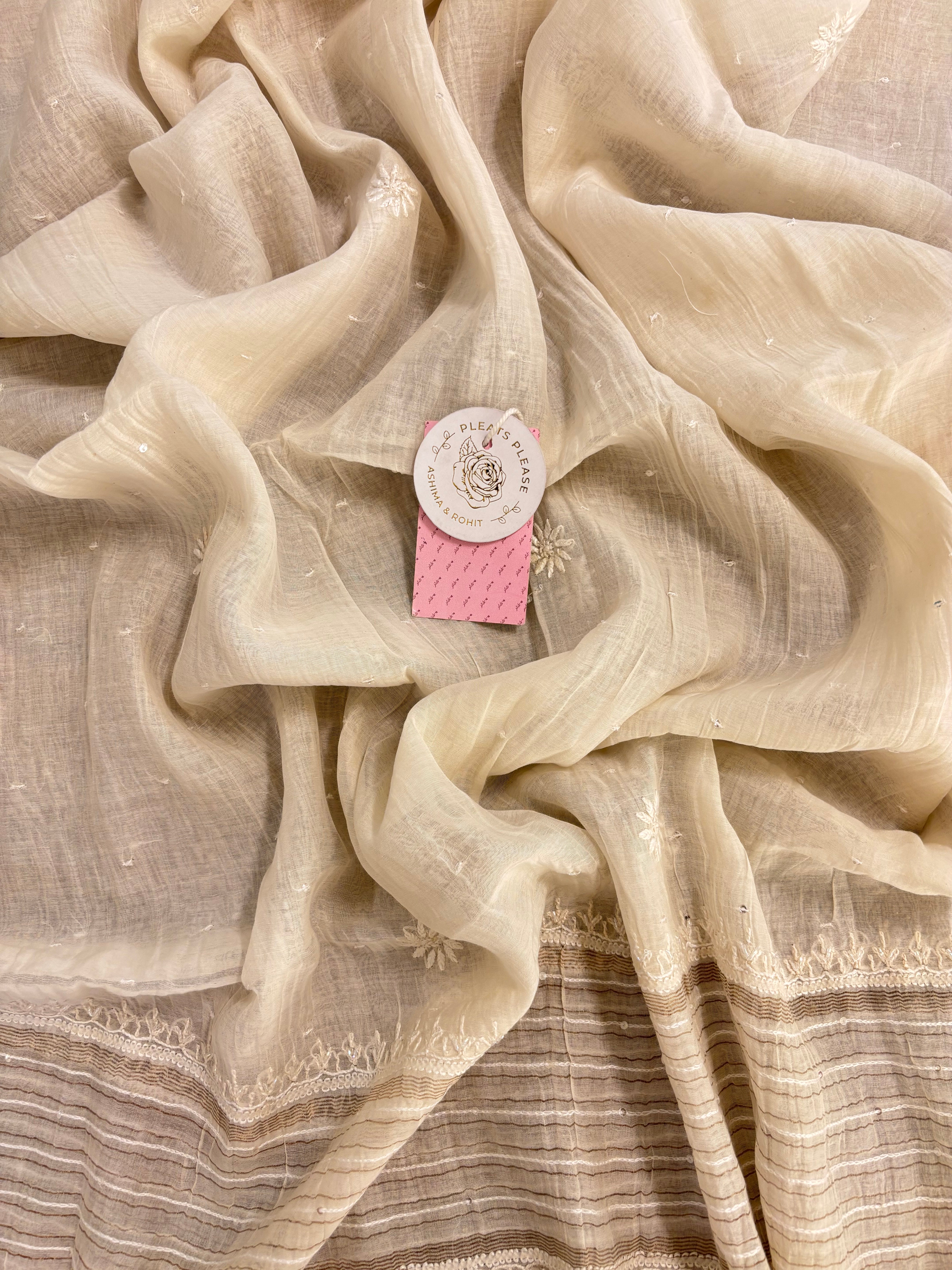 Dyeable Chnderi Mul Chikankari Kurta & Dupatta