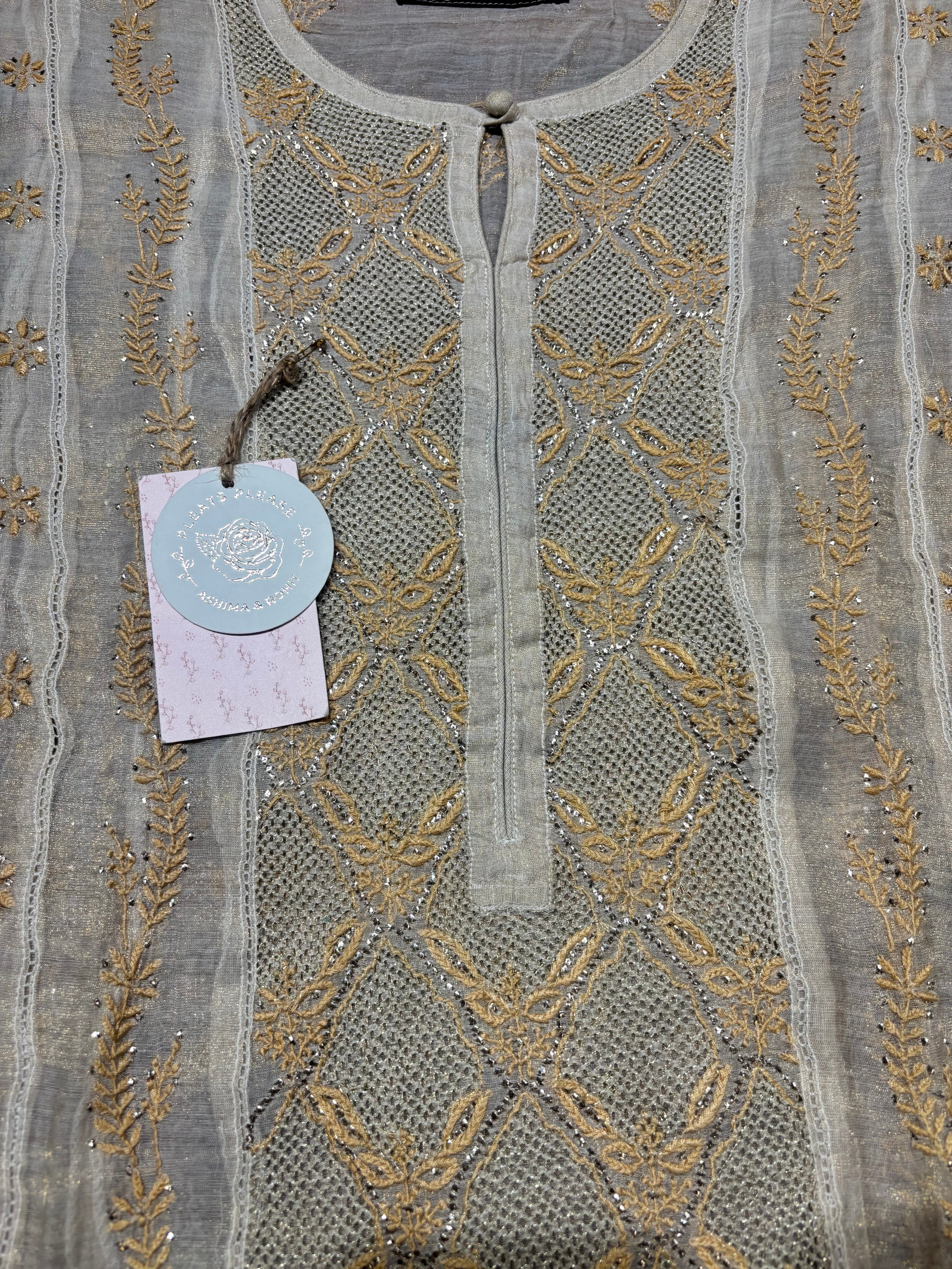 Dyeable Pure Tissue Kalidar Chikankari Kurta and Dupatta set