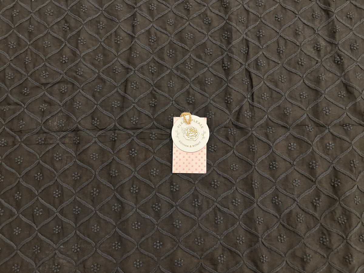 Black Chanderi Men’s Chikankari Kurta