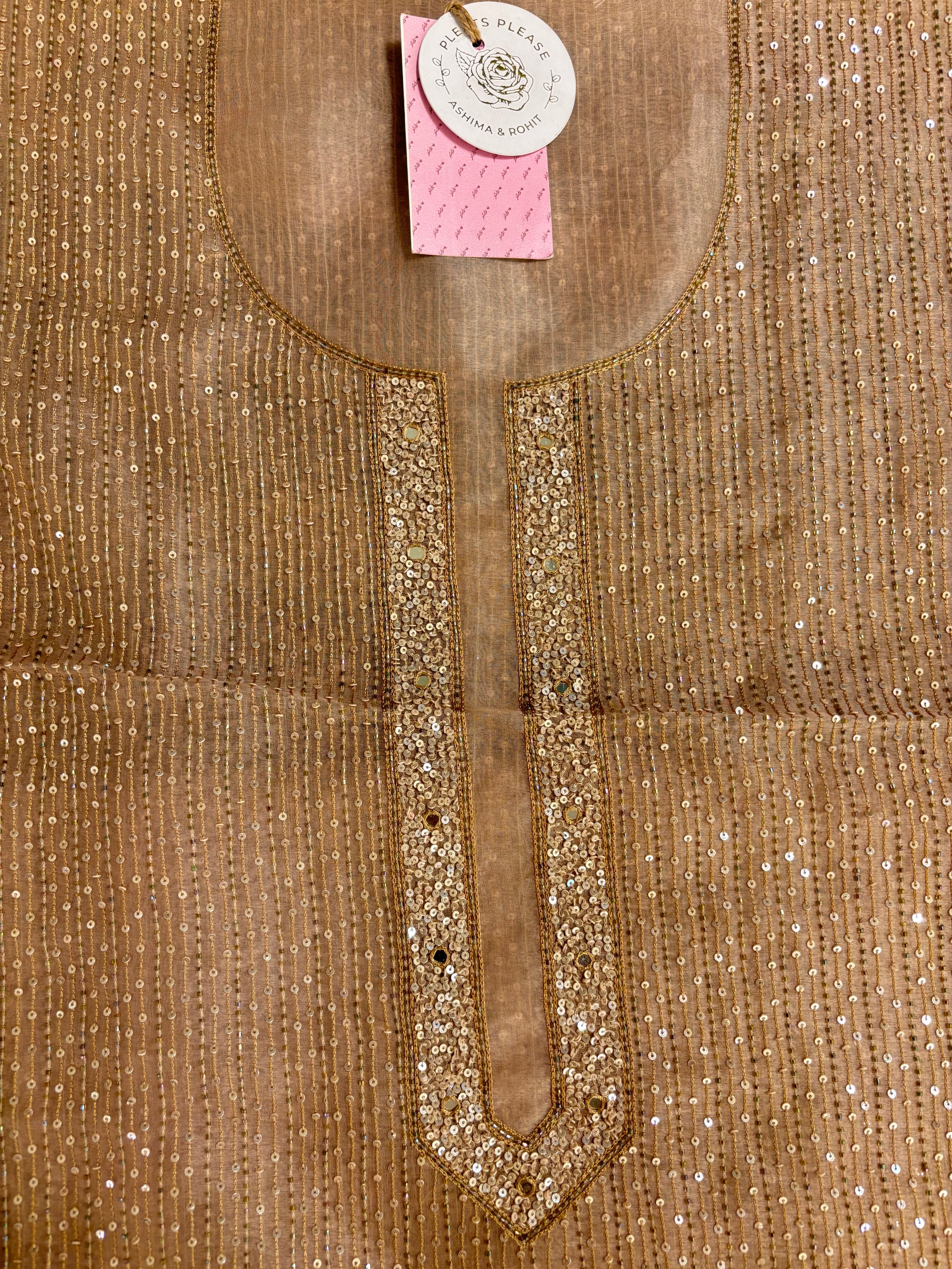 Nude Beige Pure & Premium Organza Chikankari Kurta & Dupatta