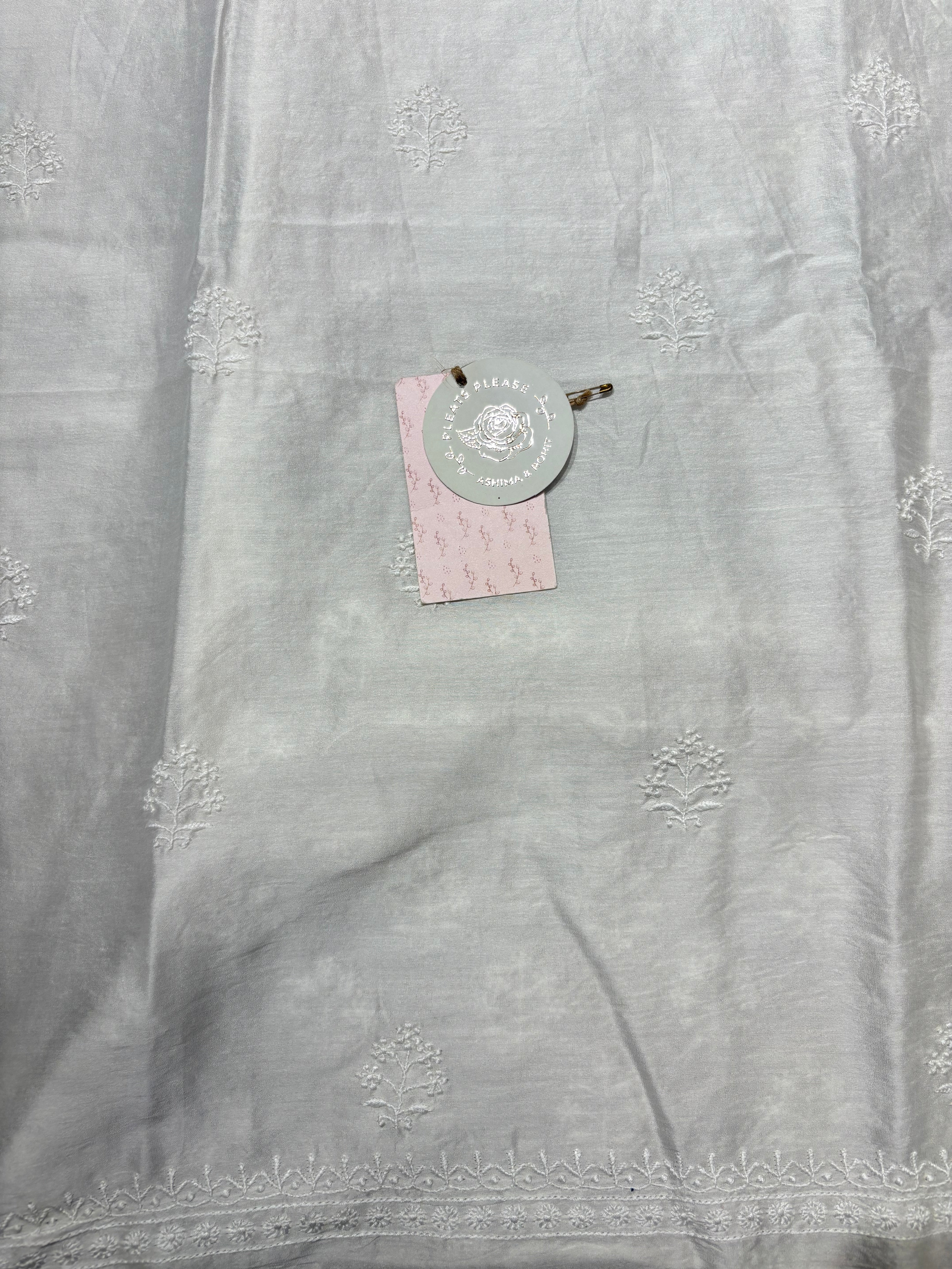 Dyeable Chanderi Silk Chikankari Men’s Kurta Fabric
