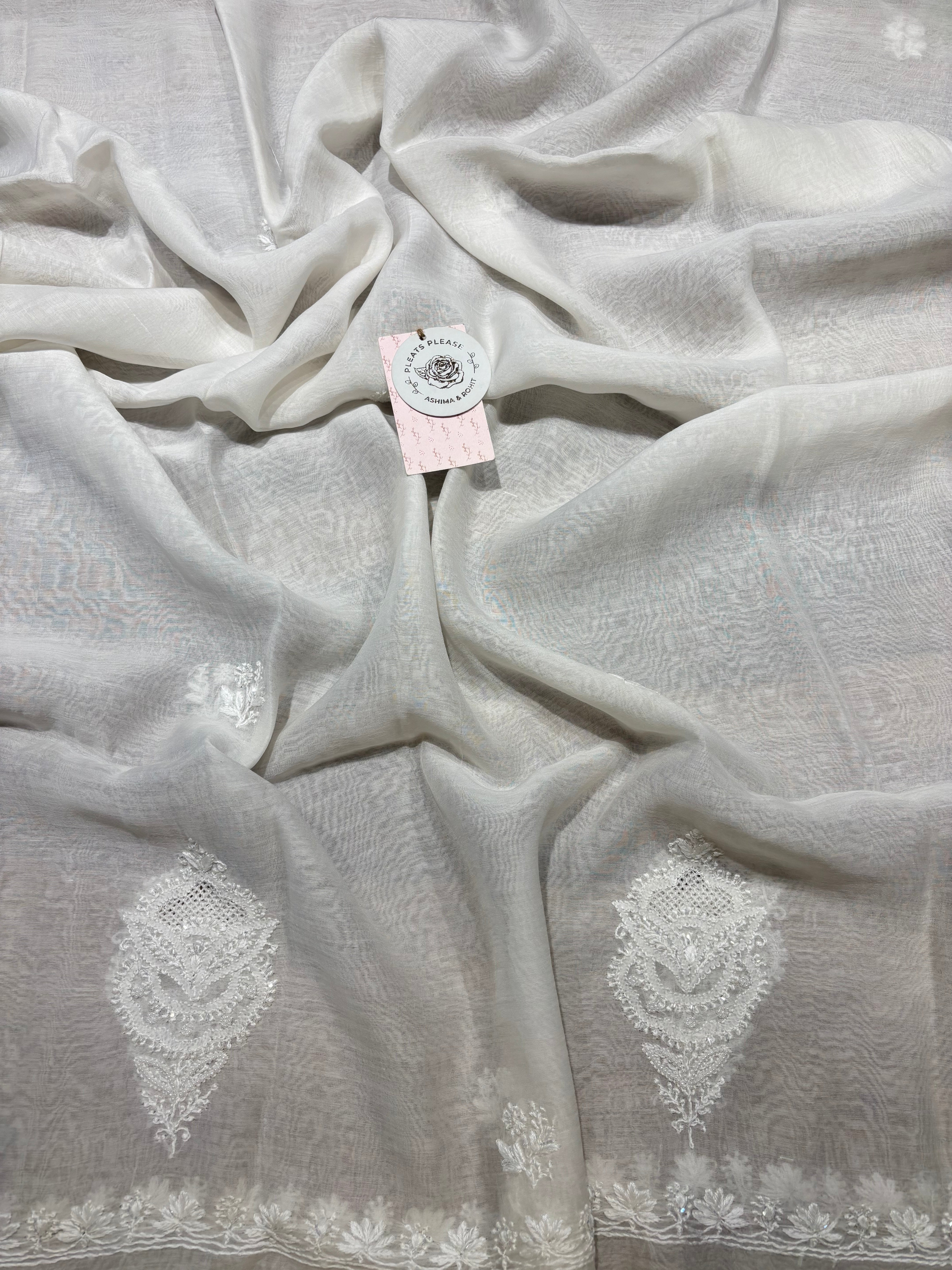 Dyeable Chanderi Mul Chikankari Kurta & Dupatta Set