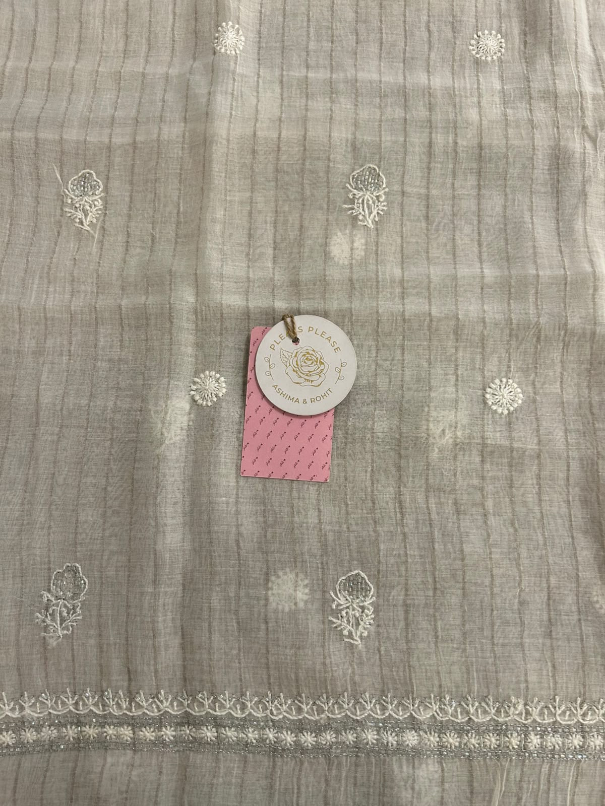 Dyeable Chanderi Silk Men’s Silver Embellished Chikankari Kurta