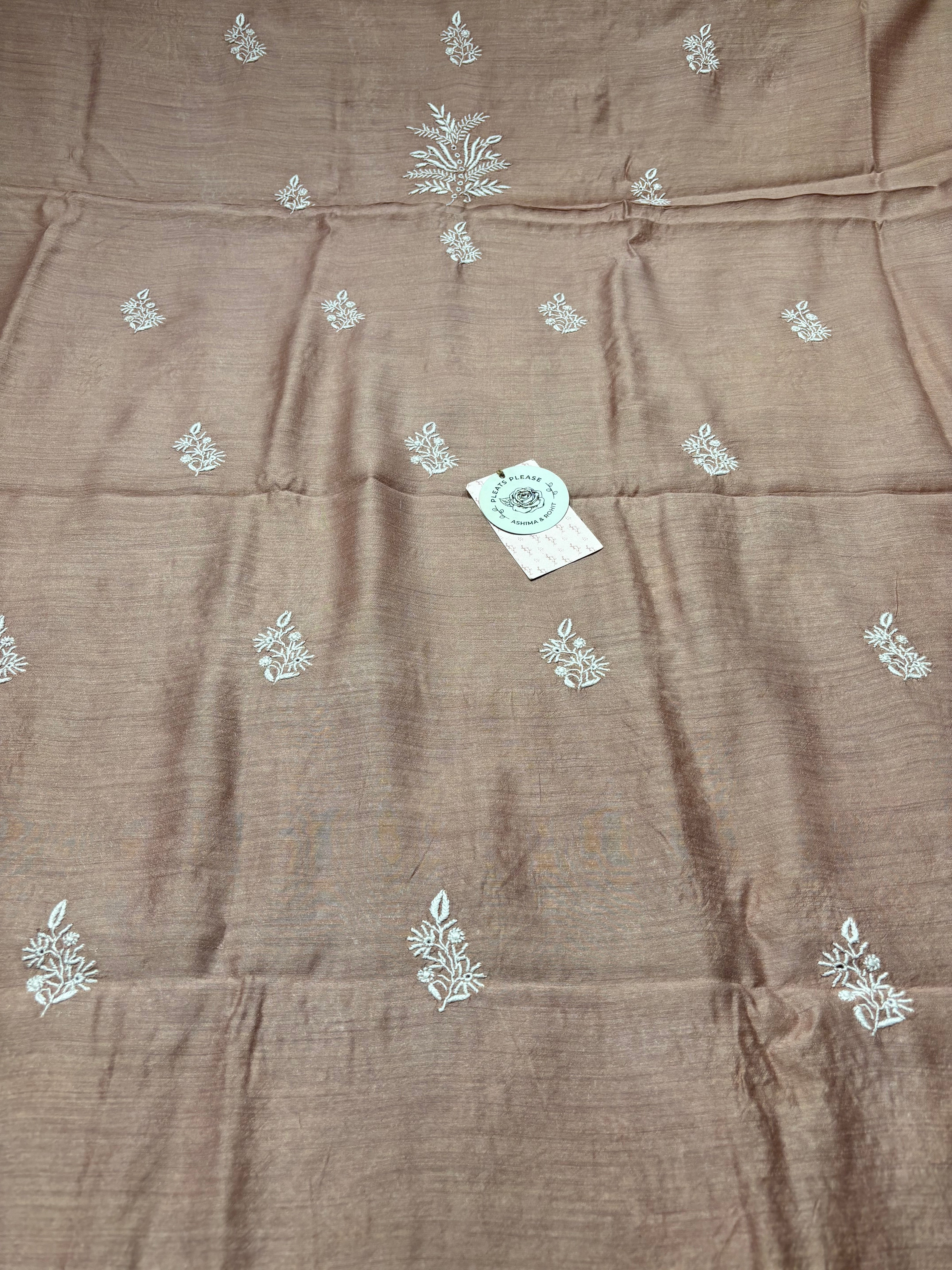 Garnet Monga Silk Chikankari Kurta And Dupatta Fabric