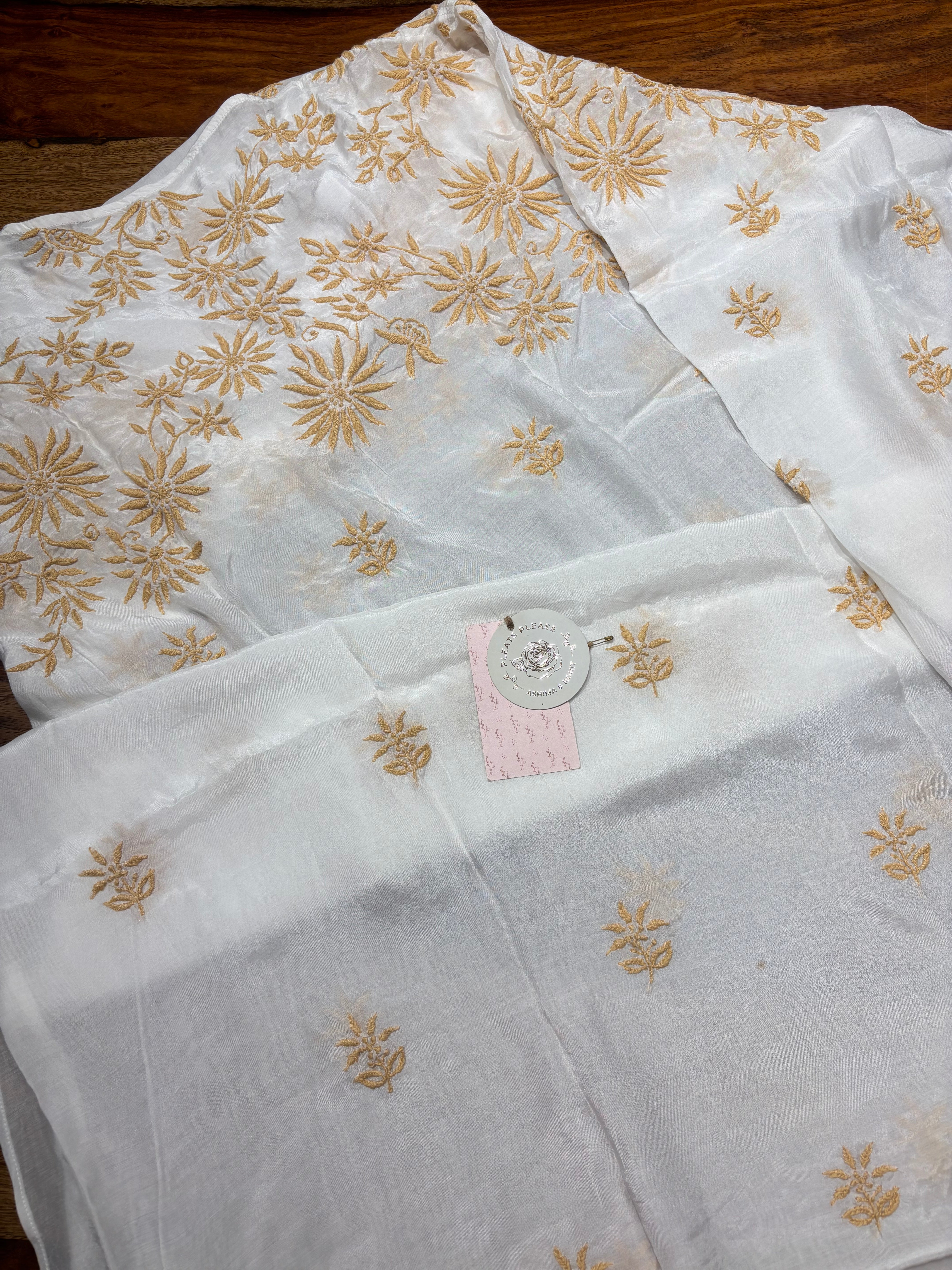 Dyeable Muslin Silk Chikankari Co-ord Set