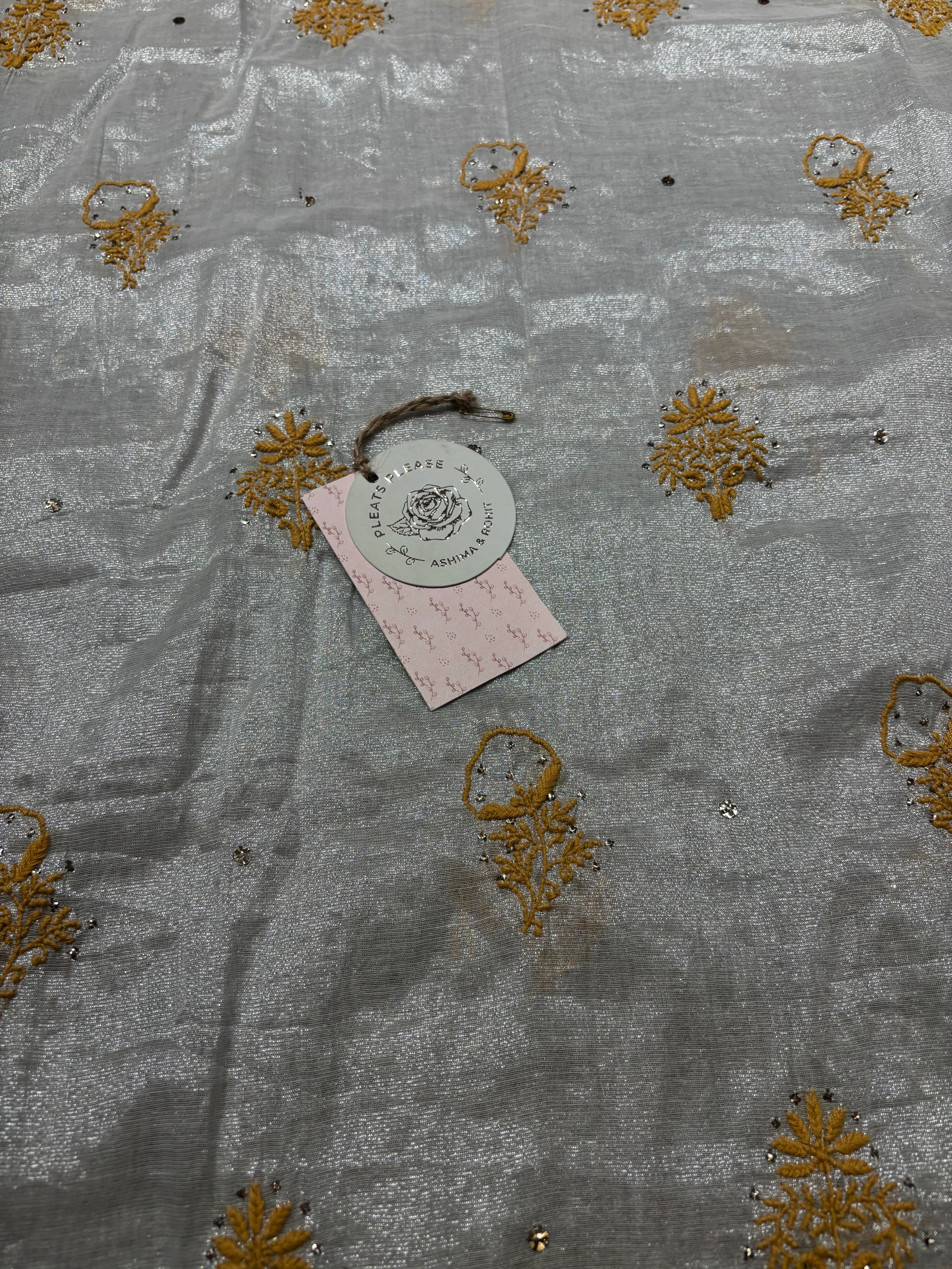 Silver Tissue Chikankari Kurta and dupatta set