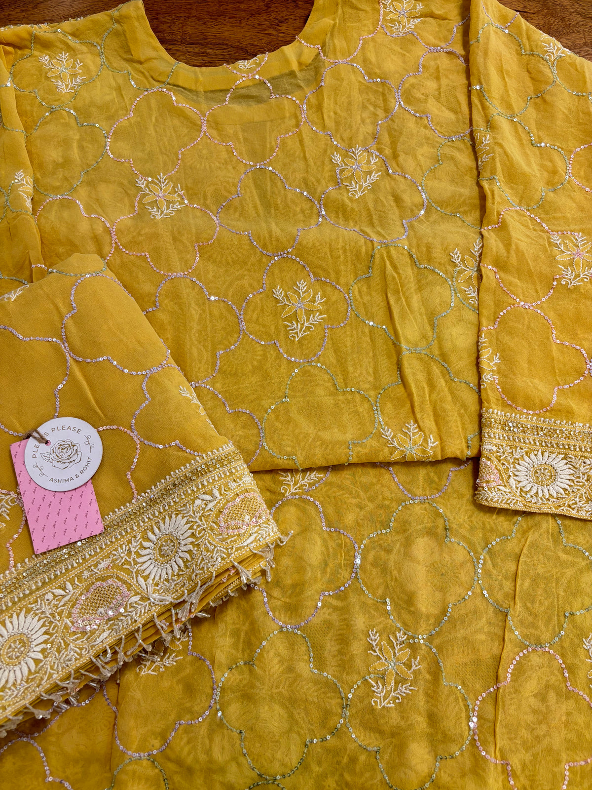Mustard Yellow Pure & Premium Georgette Chikankari Kurta & Dupatta