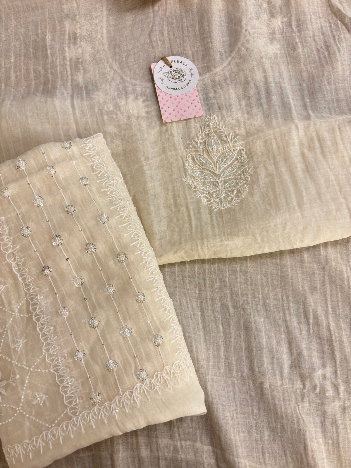 Dyeable Chanderi Mul Chikankari Kurta & Dupatta