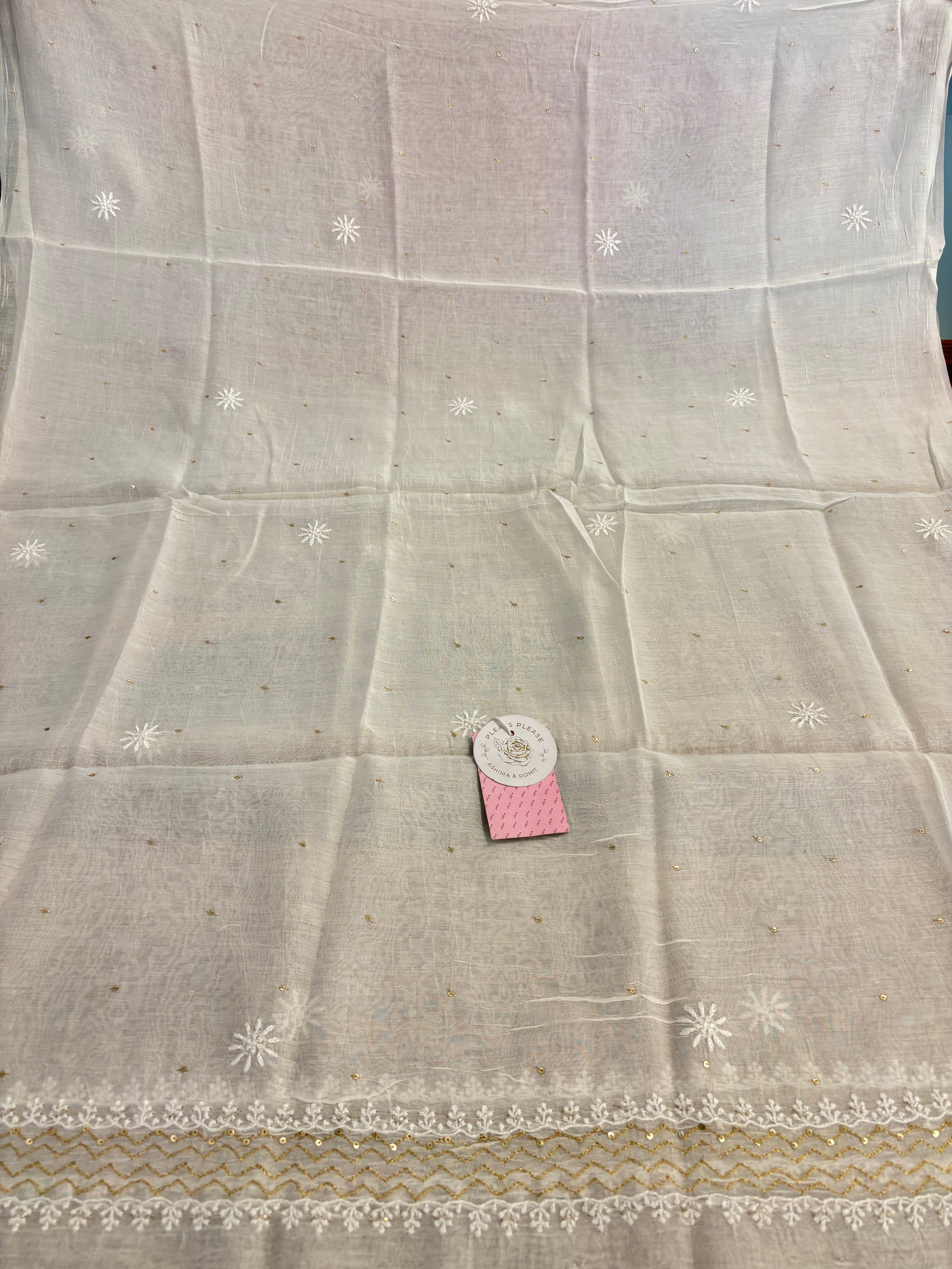 Dyeable Chanderi Mul Chikankari Kurta & Dupatta