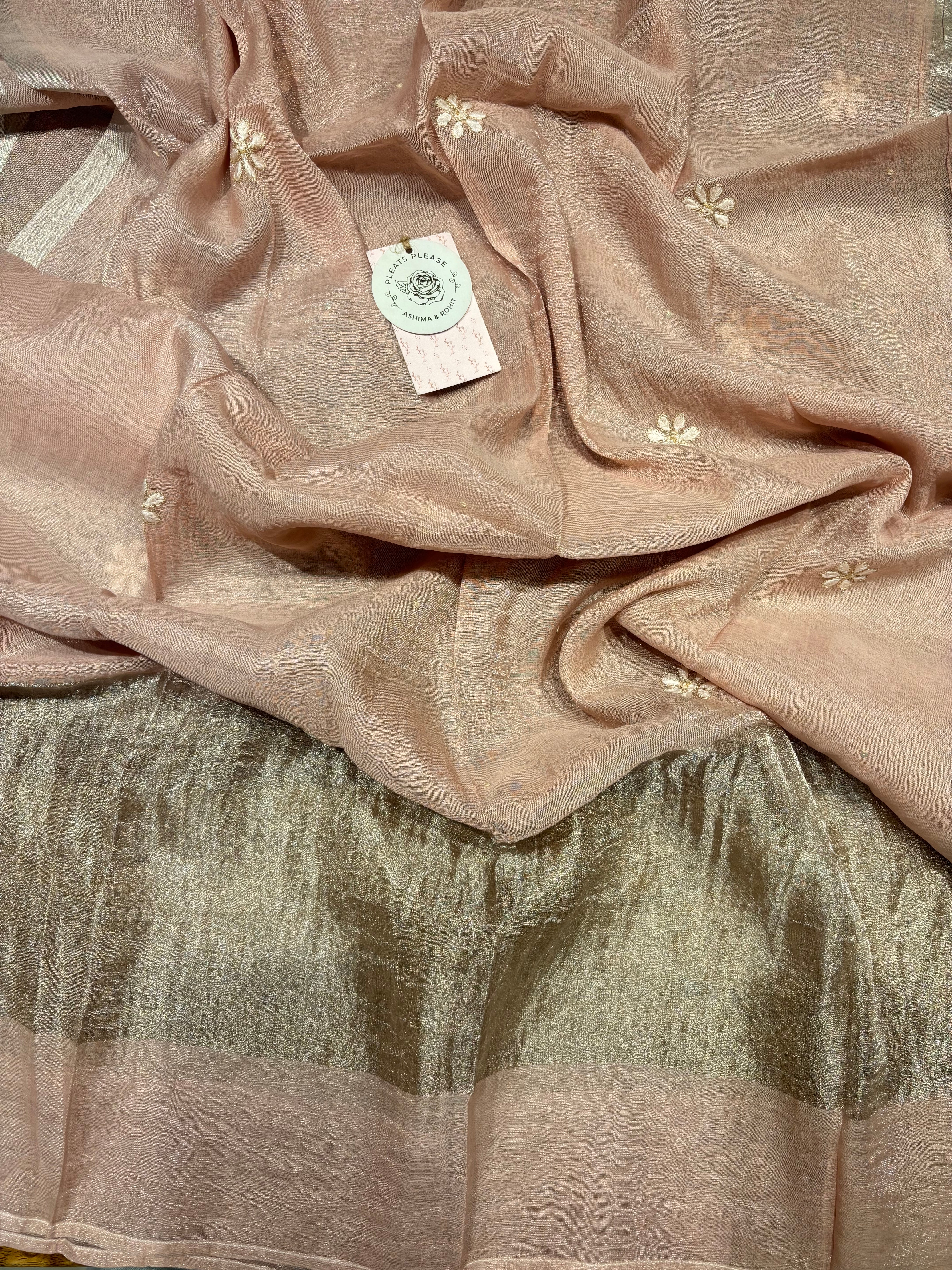 Pink Pure and Premium Silver Tissue Chikankari Kurta and Dupatta Set
