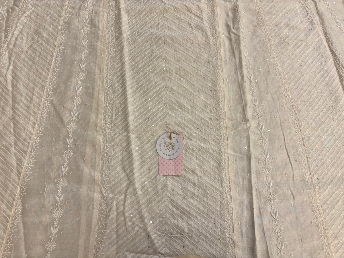 Dyeable Chanderi Silk Chikankari Anarkali & Dupatta