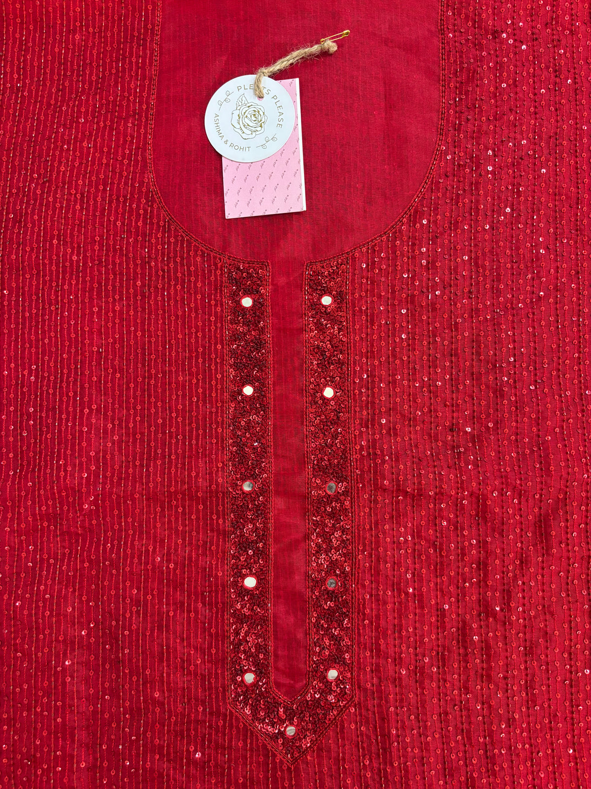 Red Pure & Premium Organza Chikankari Kurta & Dupatta