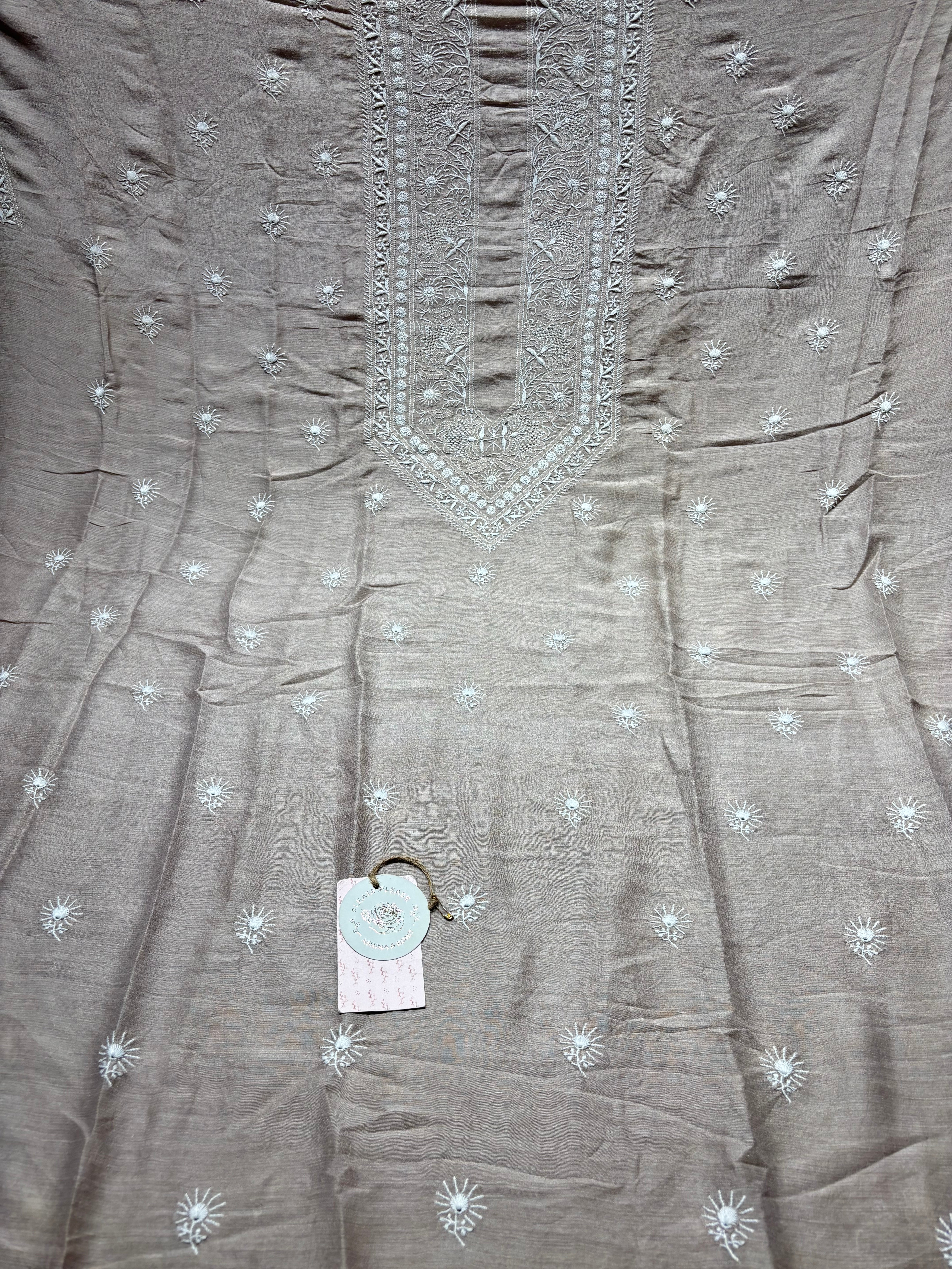 Brown Silk Chikankari Men’s Kurta Fabric