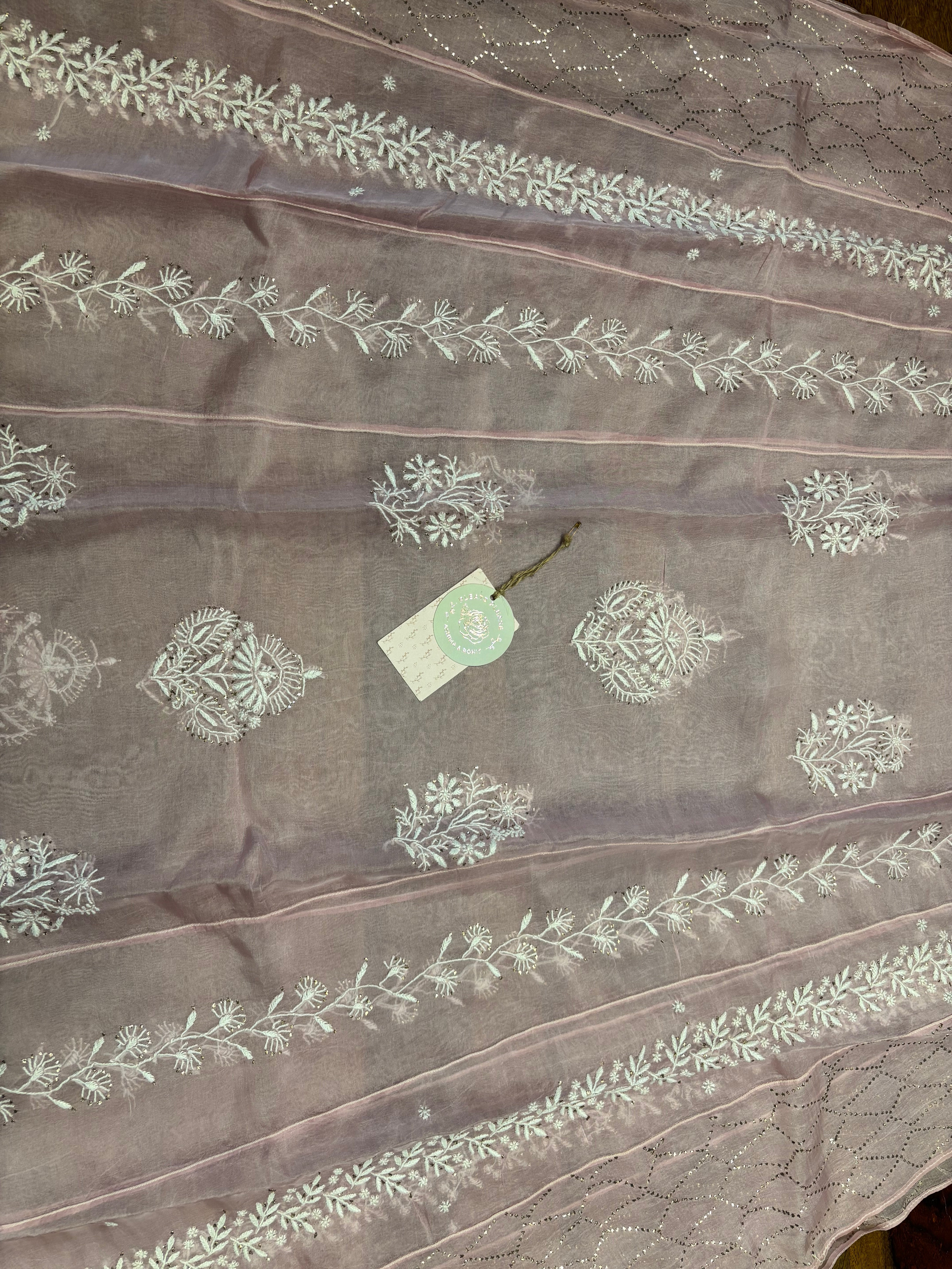 Lilac Organza Chikankari Anarkali and Dupatta