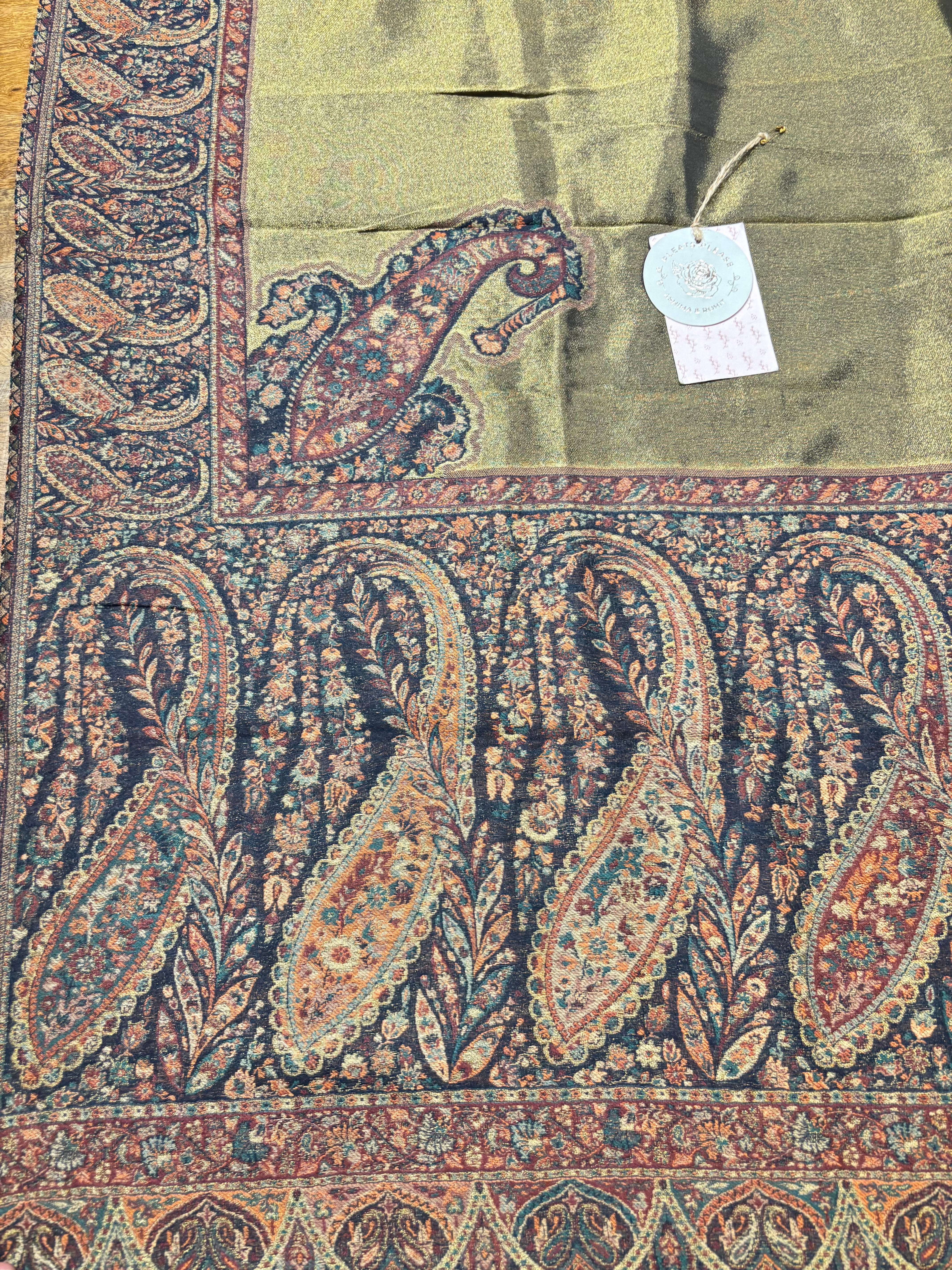 Pure and Premium Zari Tissue Woolen Cashmere Shawl