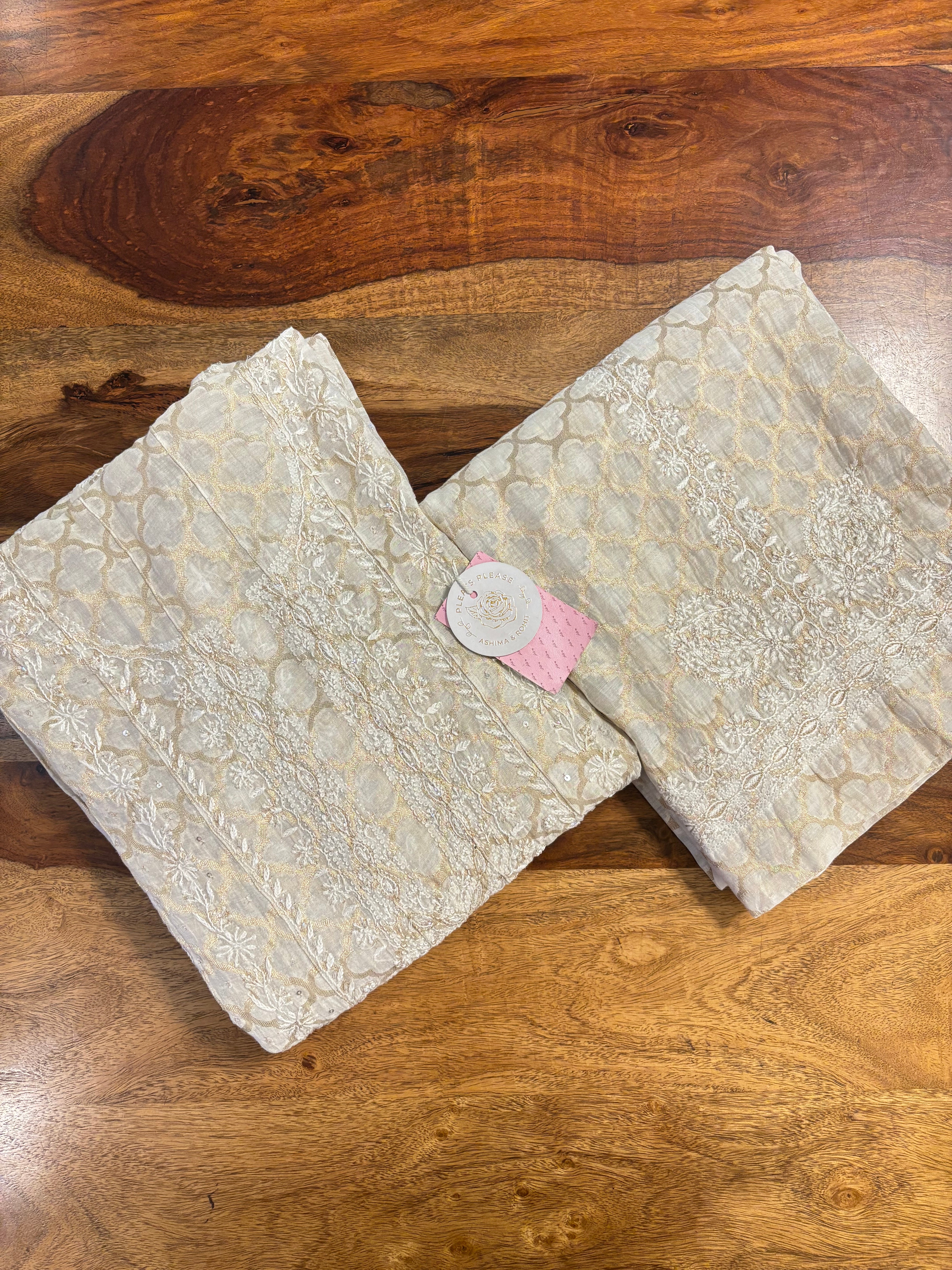 Dyeable Pure Chanderi Chikankari Co-Ord Set