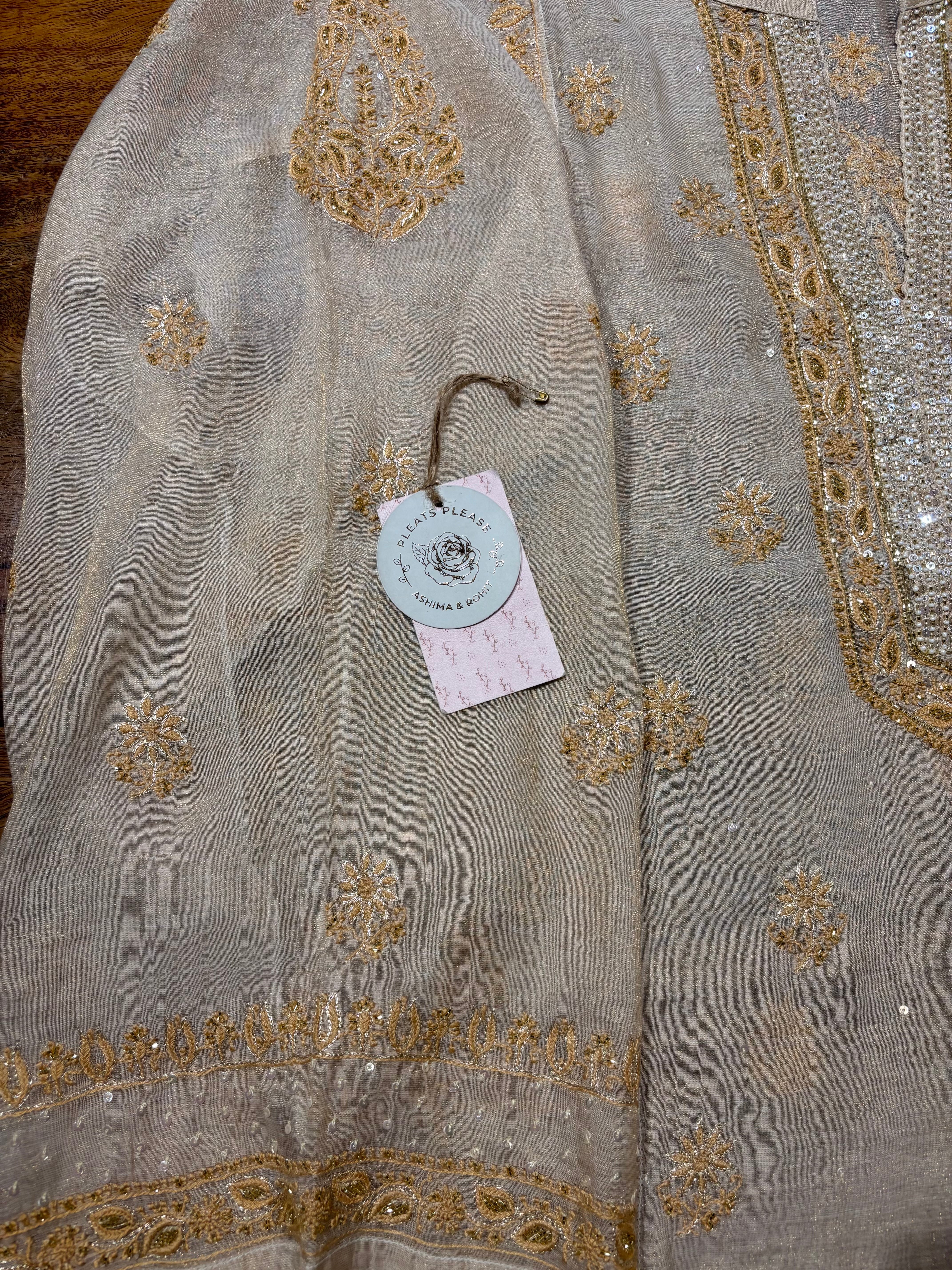 Dyeable Pure & Premium Tissue Chikankari A-Line Anarkali & Dupatta Set