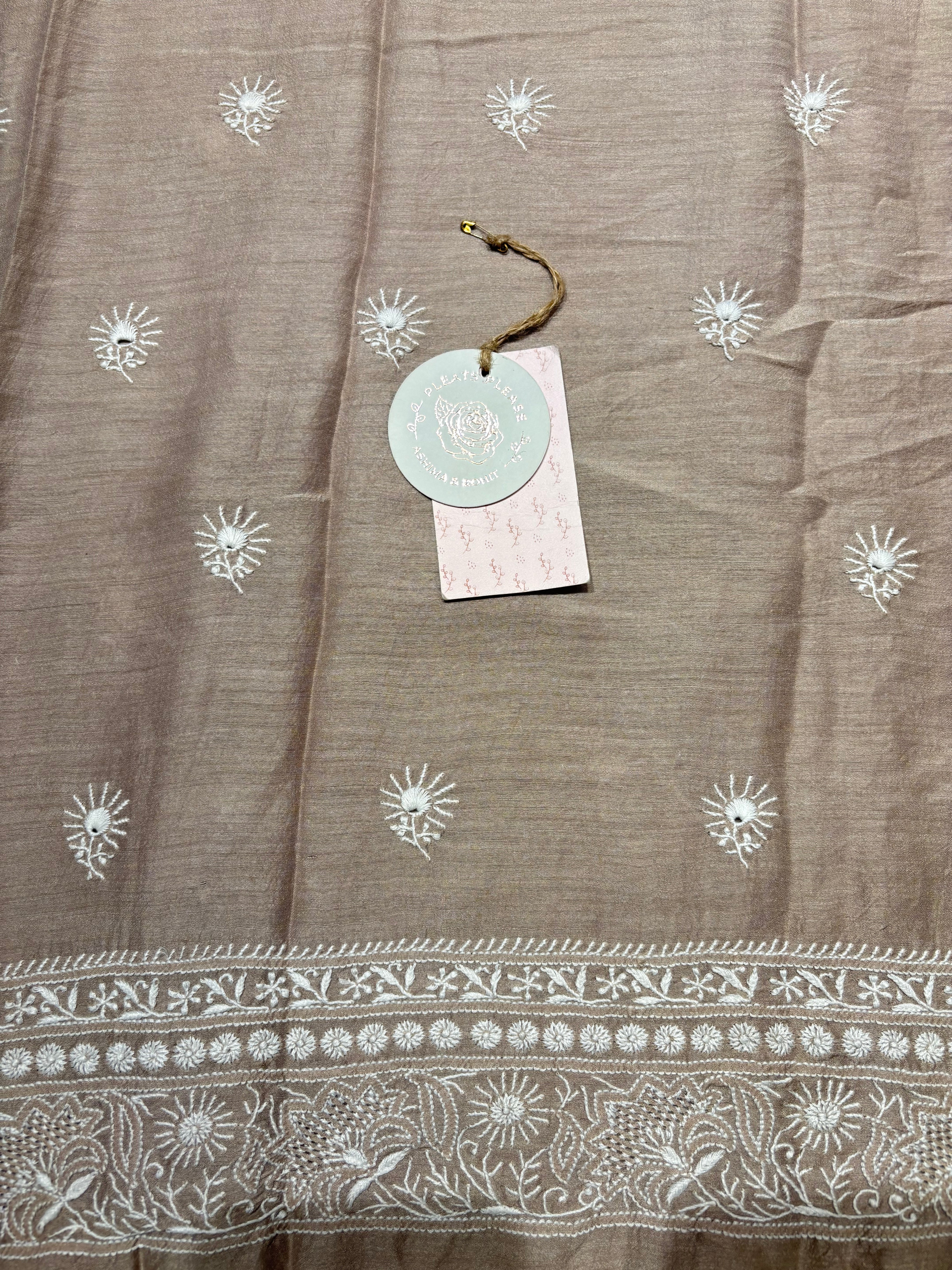 Brown Silk Chikankari Men’s Kurta Fabric