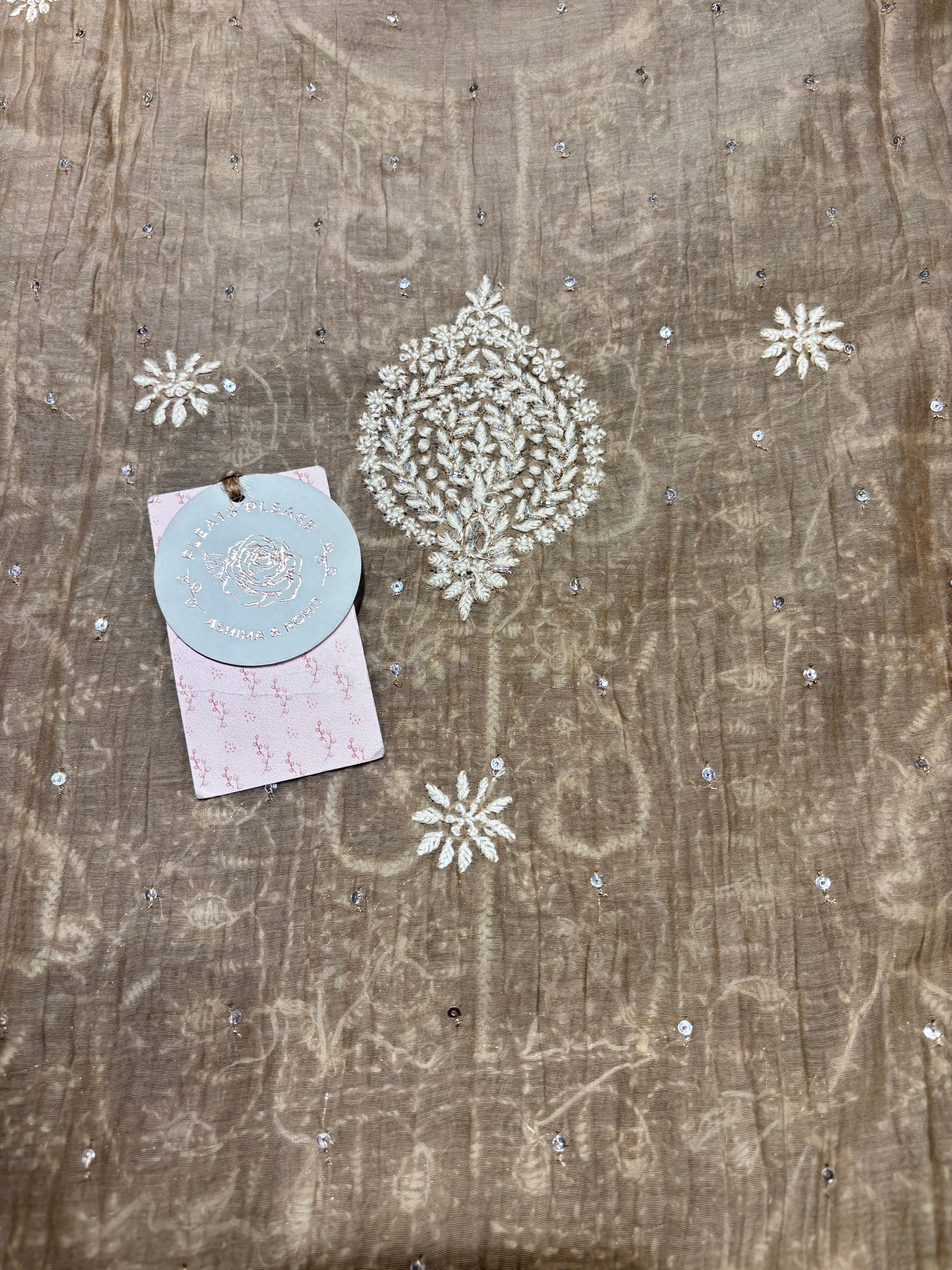 Mocha Mousse Chanderi Mul Chikankari Kurta & Dupatta Set