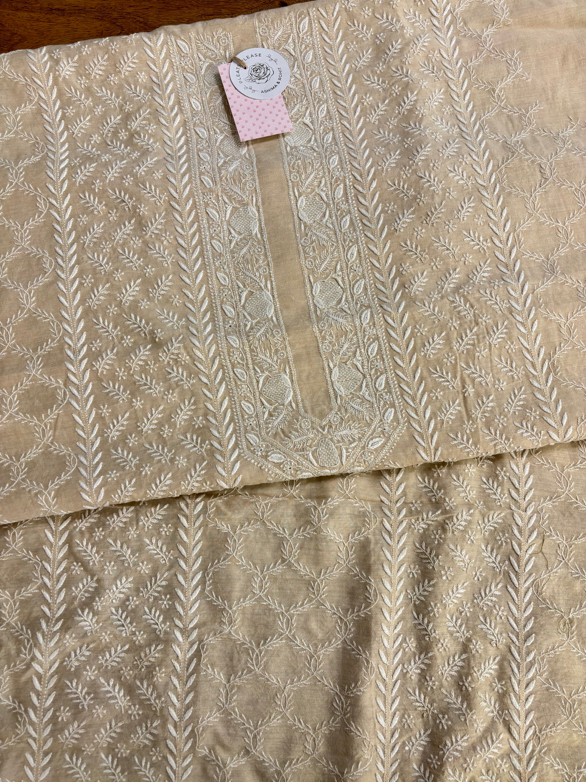 Dyeable Monga Silk Embellished Chikankari Men’s Kurta