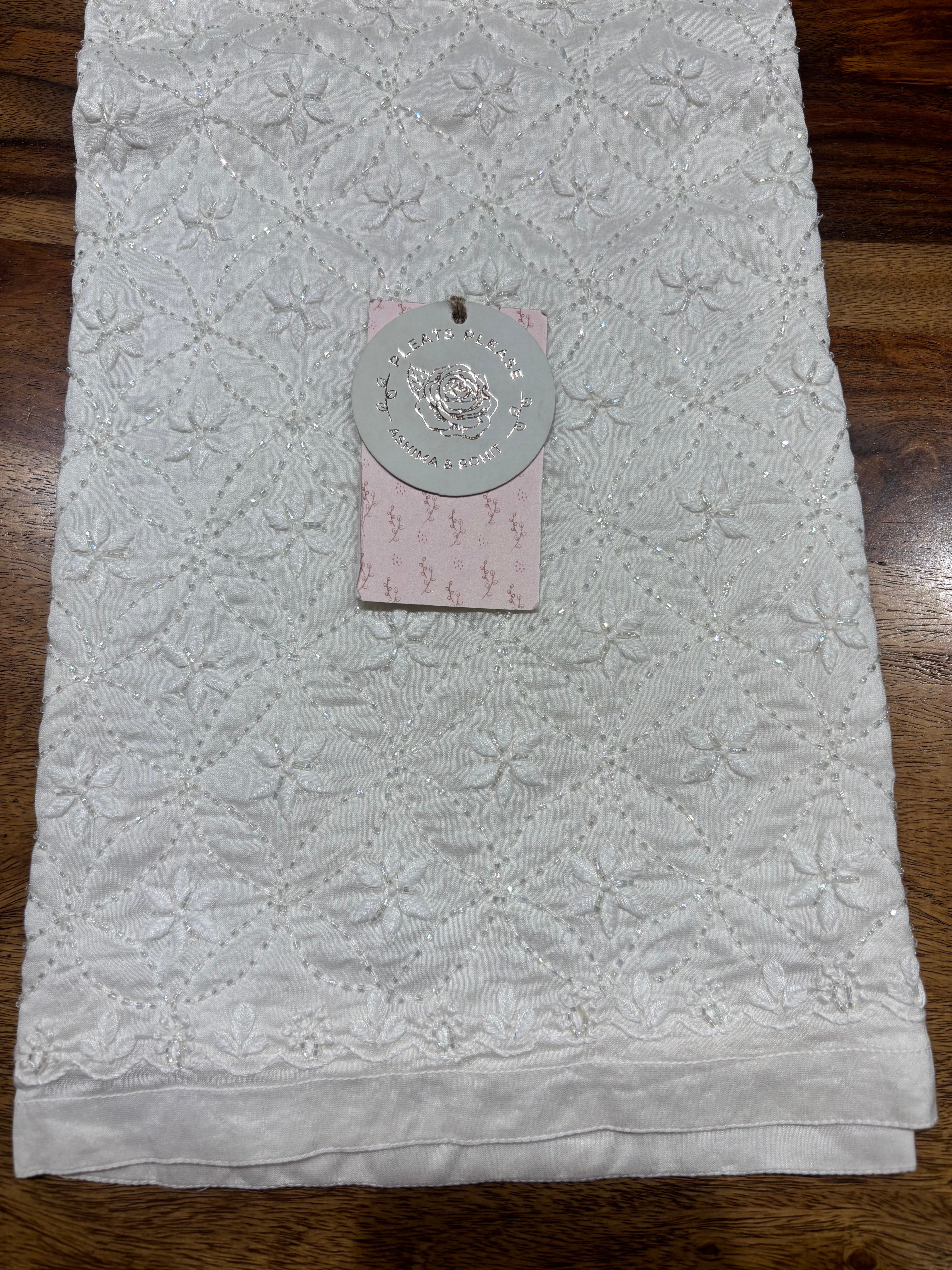 Dyeable Chanderi Silk  Chikankari Bottom