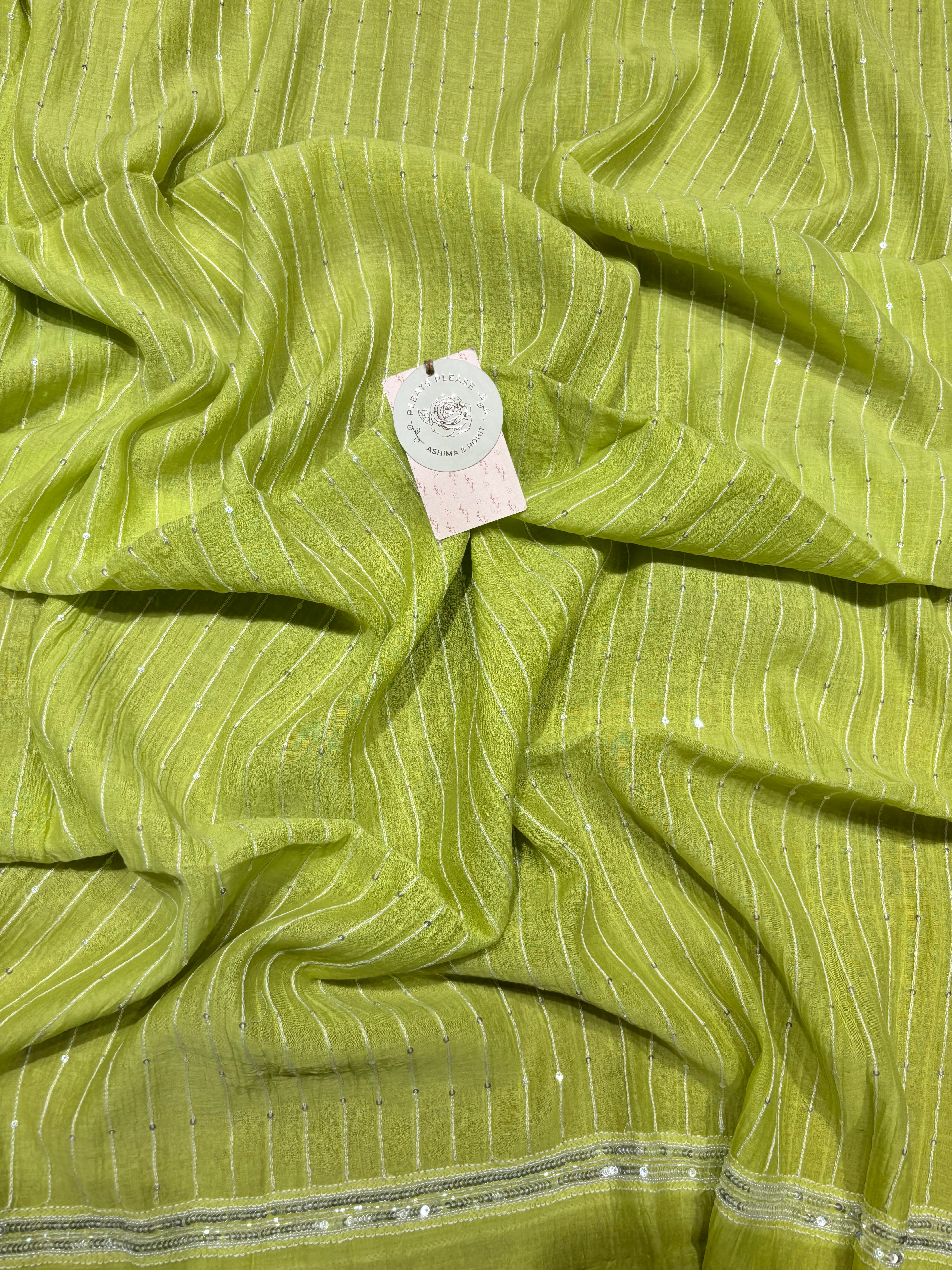 Green Chanderi Mul Chikankari Kurta and Dupatta set