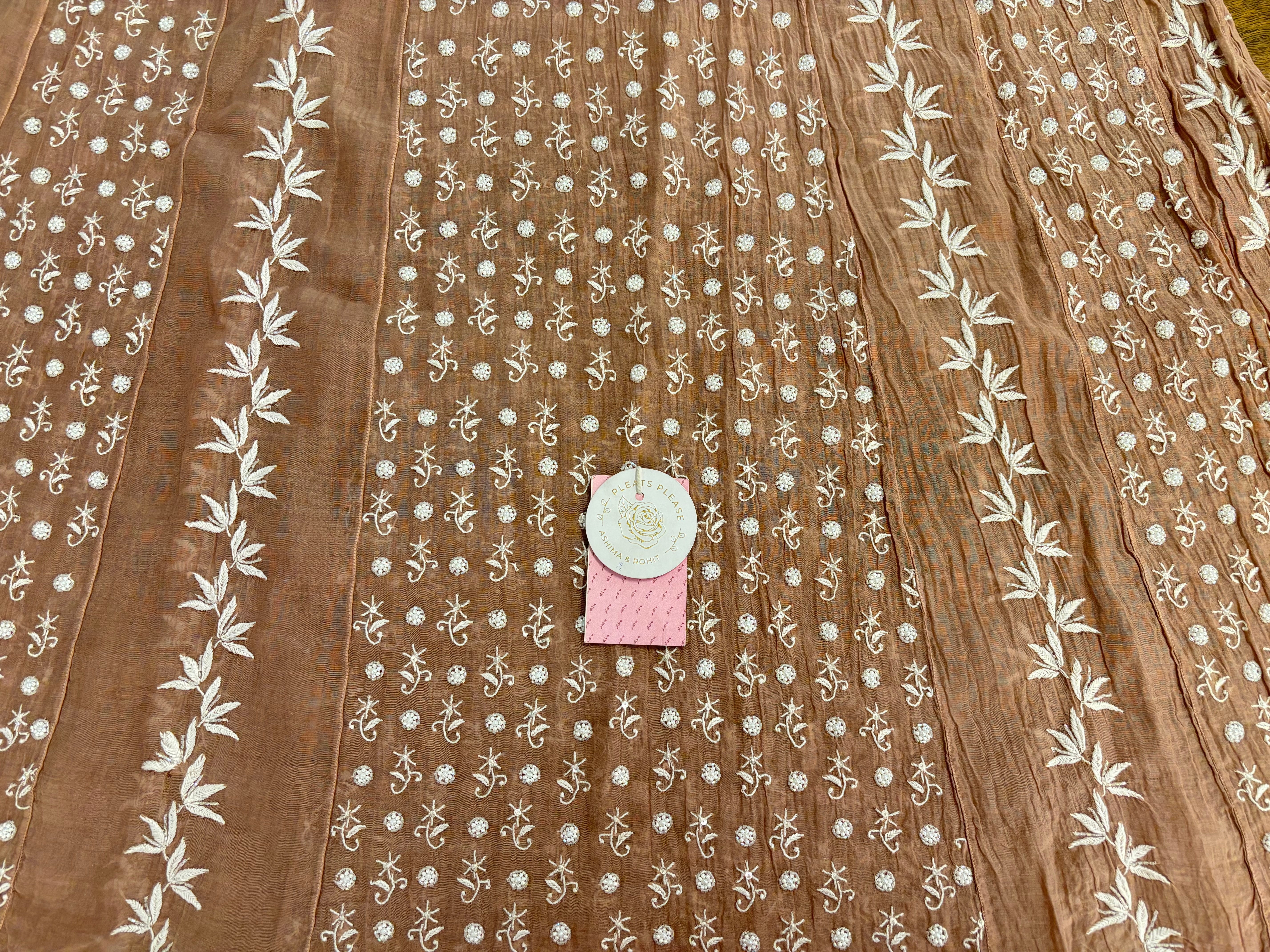 Rosewood Taupe Ombré Chanderi Mul Chikankari Anarkali & Dupatta Set