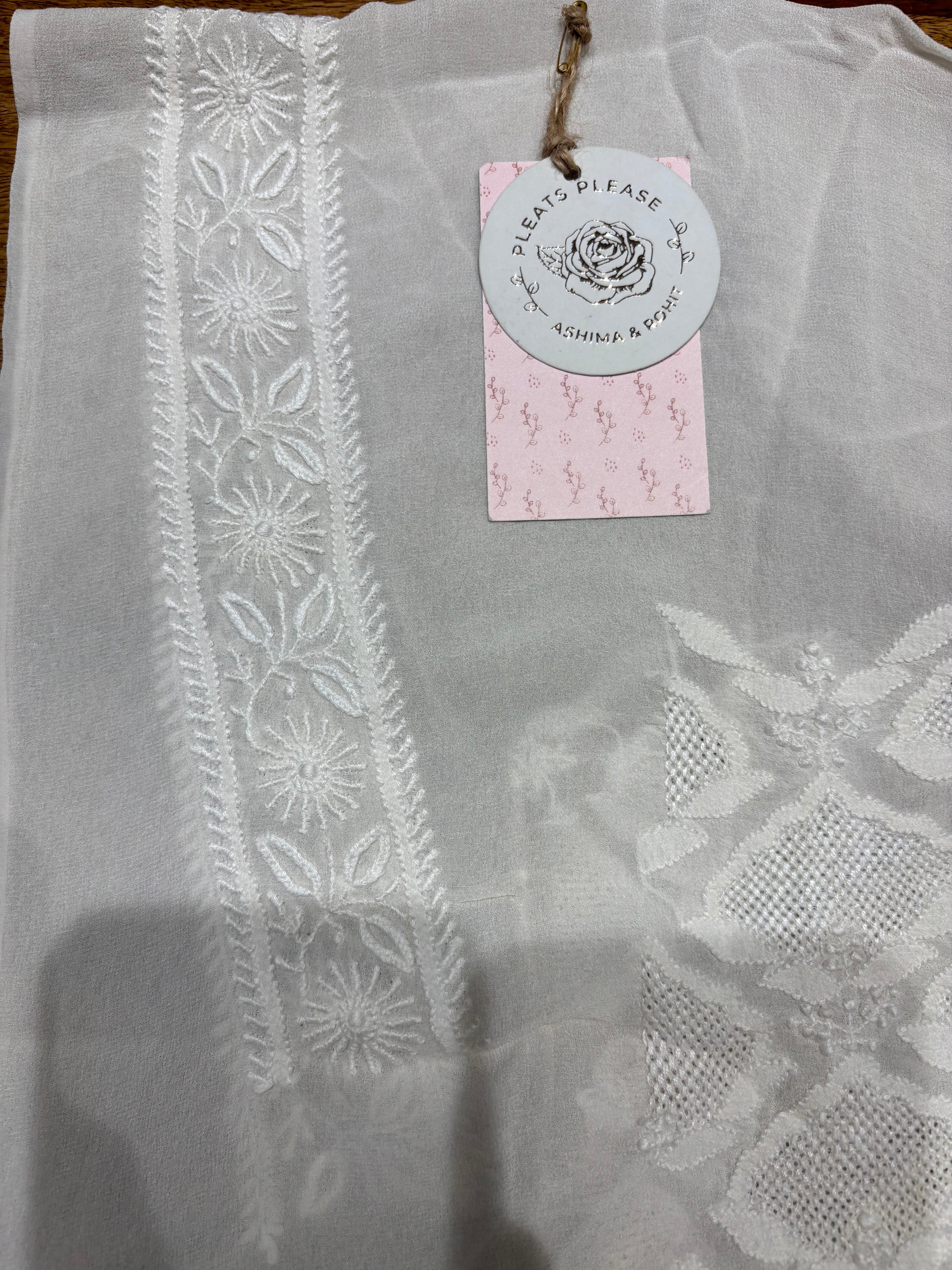 Dyeable Pure and Premium Georgette Chikankari Men’s Sherwani