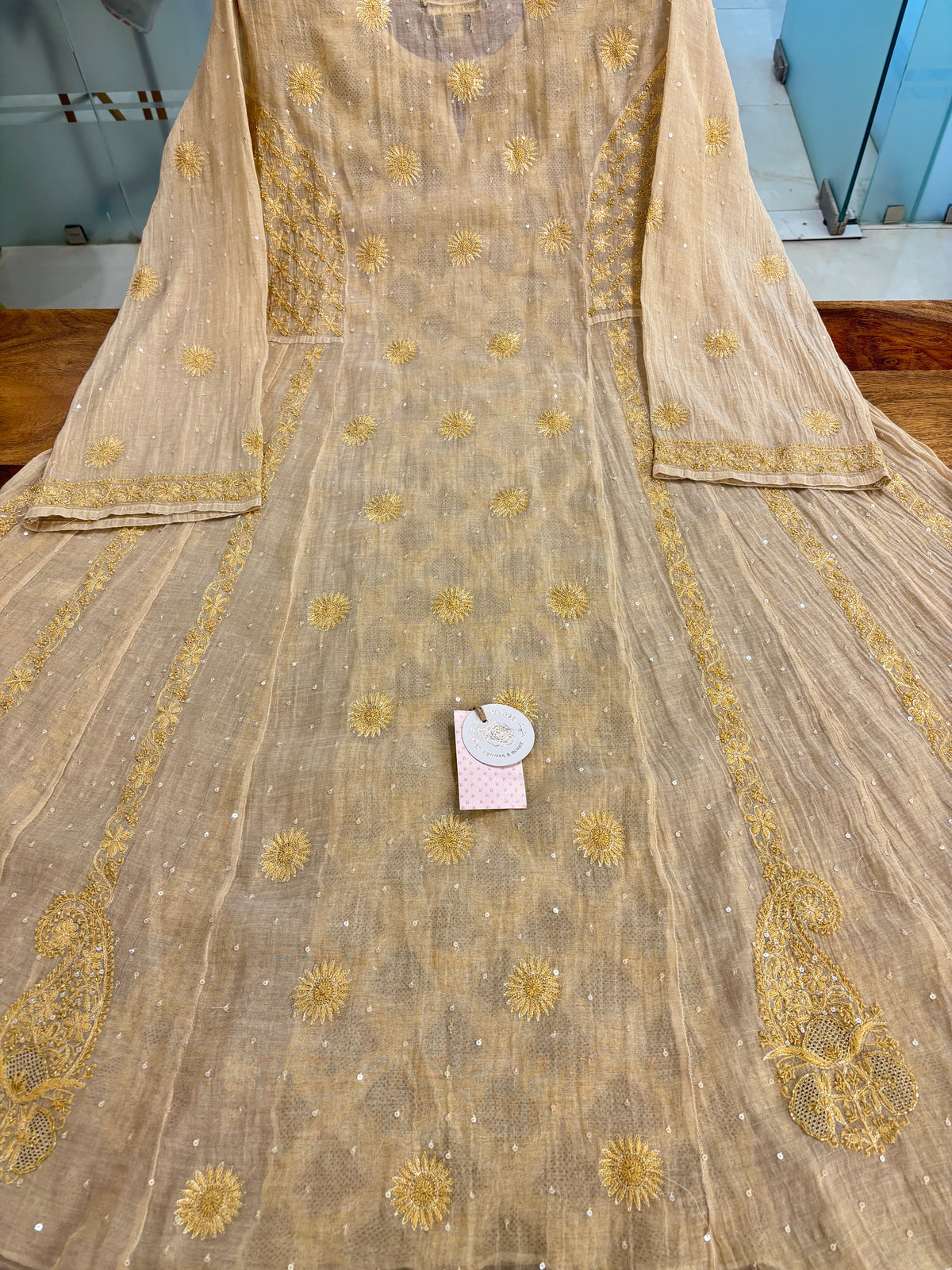 Dyeable Pure & Premium Tissue Chikankari Jaal Anarkali & Dupatta