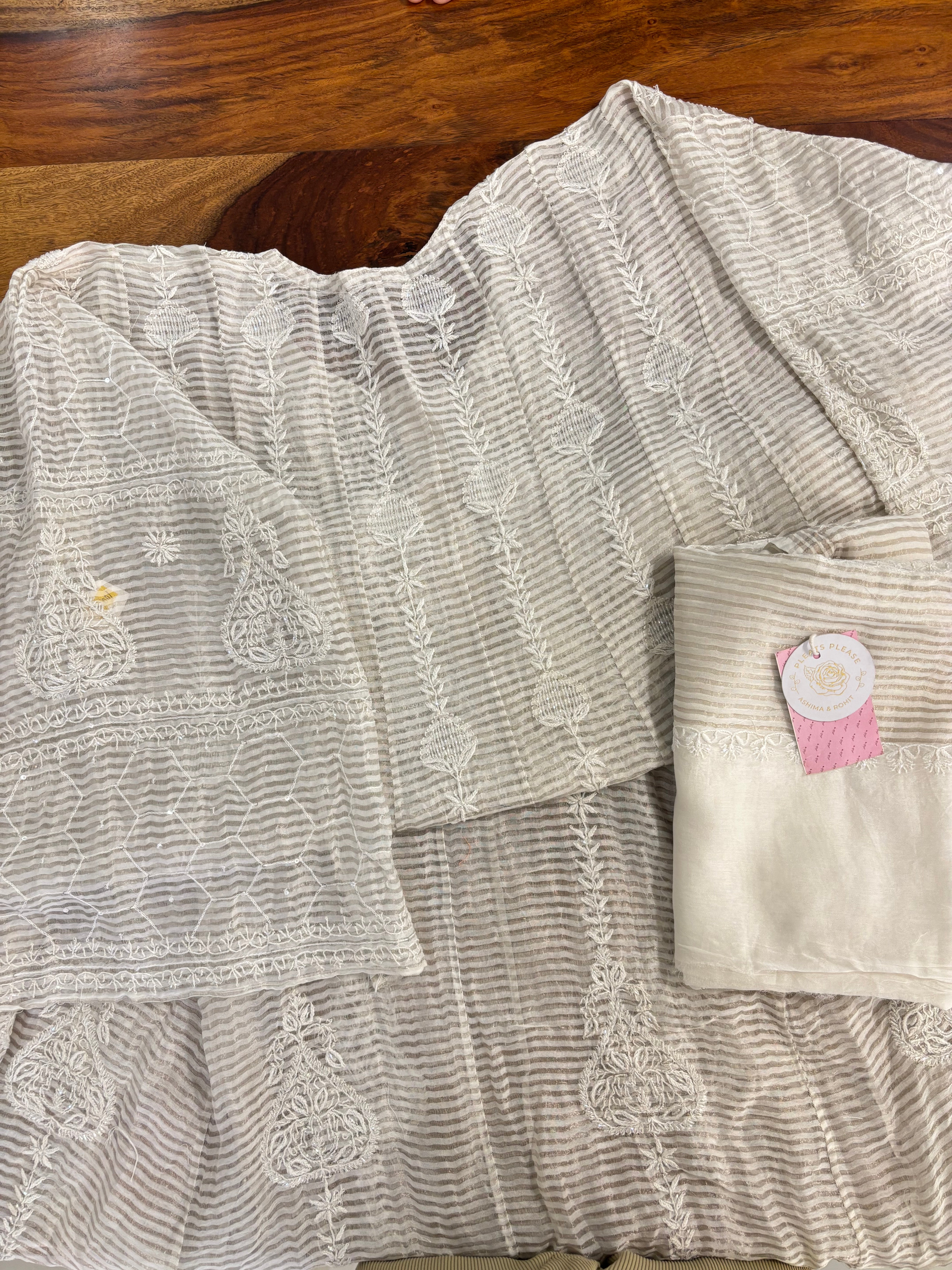 Dyeable Chanderi Chikankari Anarkali & Dupatta Set - Pleats PleaseChikankari