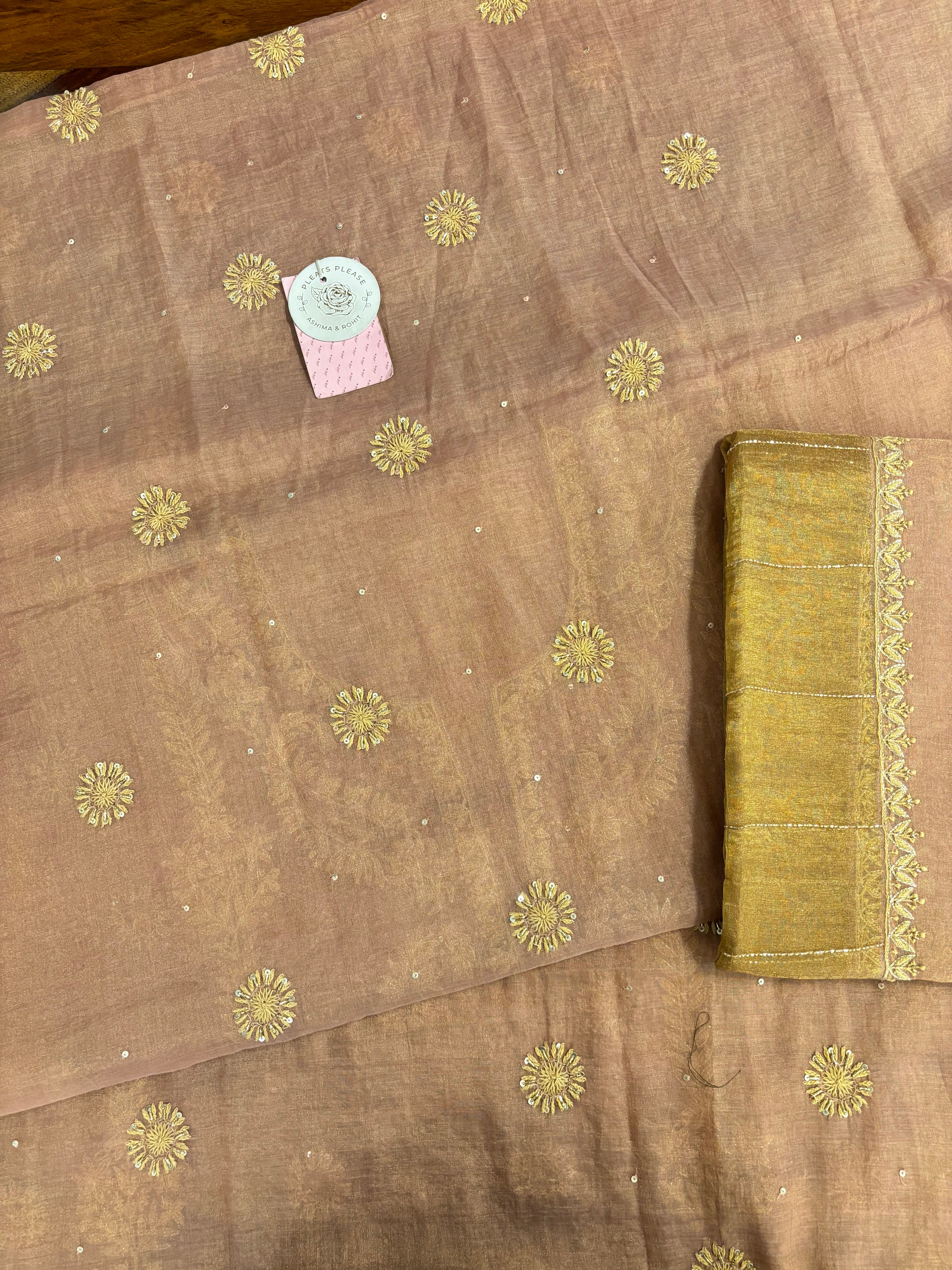 Copper Rose Pure & Premium Tissue Kurta & Dupatta