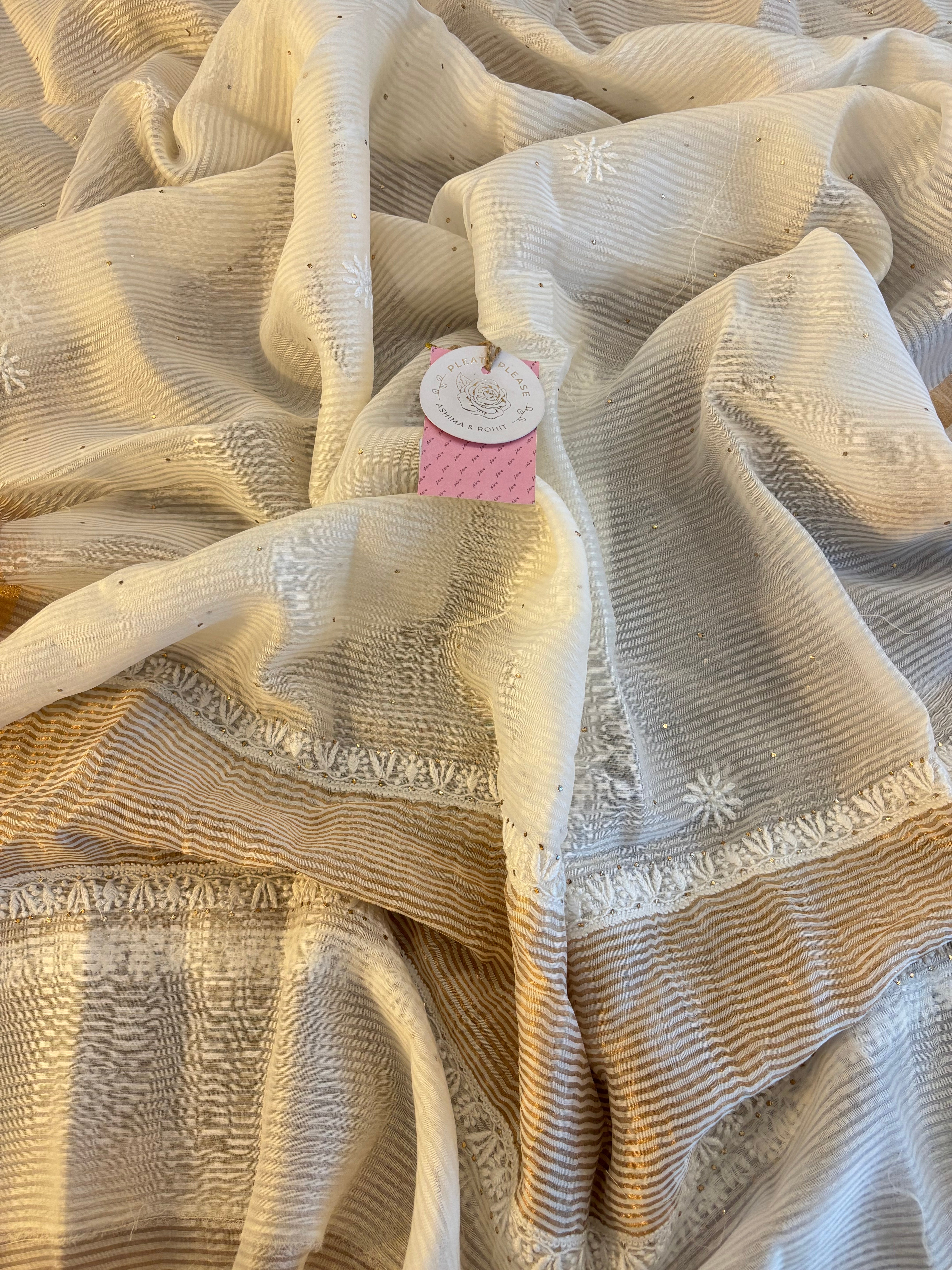Dyeable Chanderi Chikankari Mukaish Kurta & Dupatta