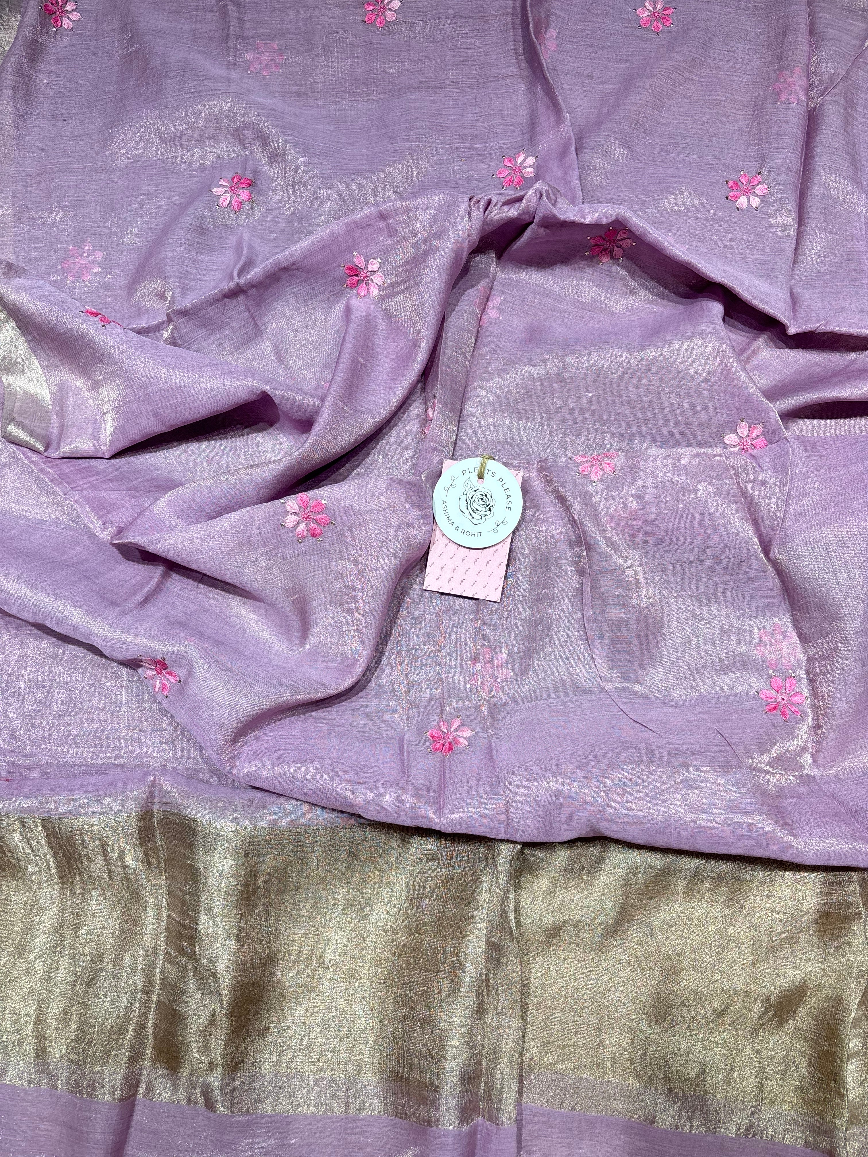 Lilac Pure & Premium Tissue Chikankari Tunic Kurta & Dupatta Set