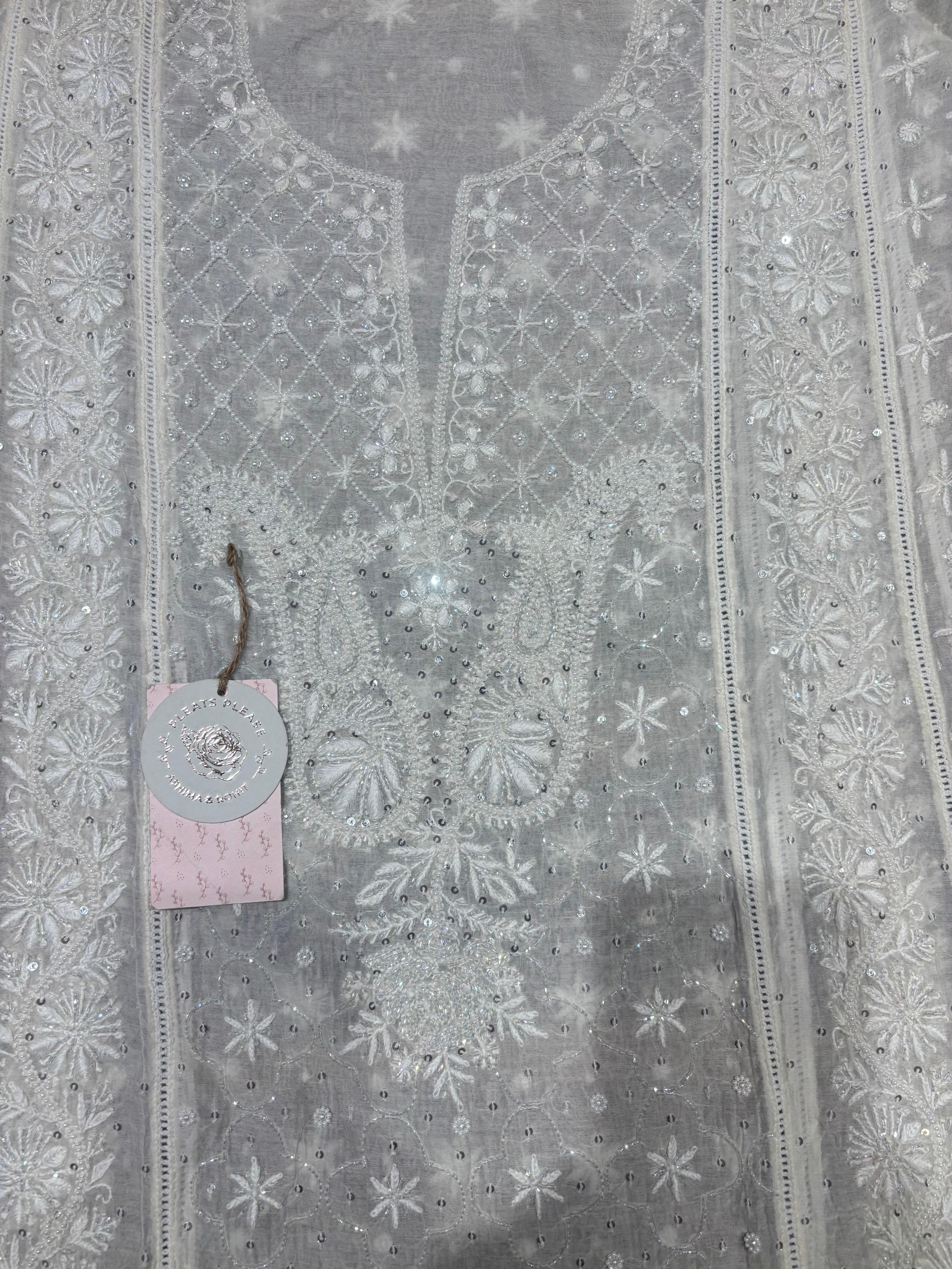 Dyeable Chanderi Mul Chikankari Kurta & Dupatta Set