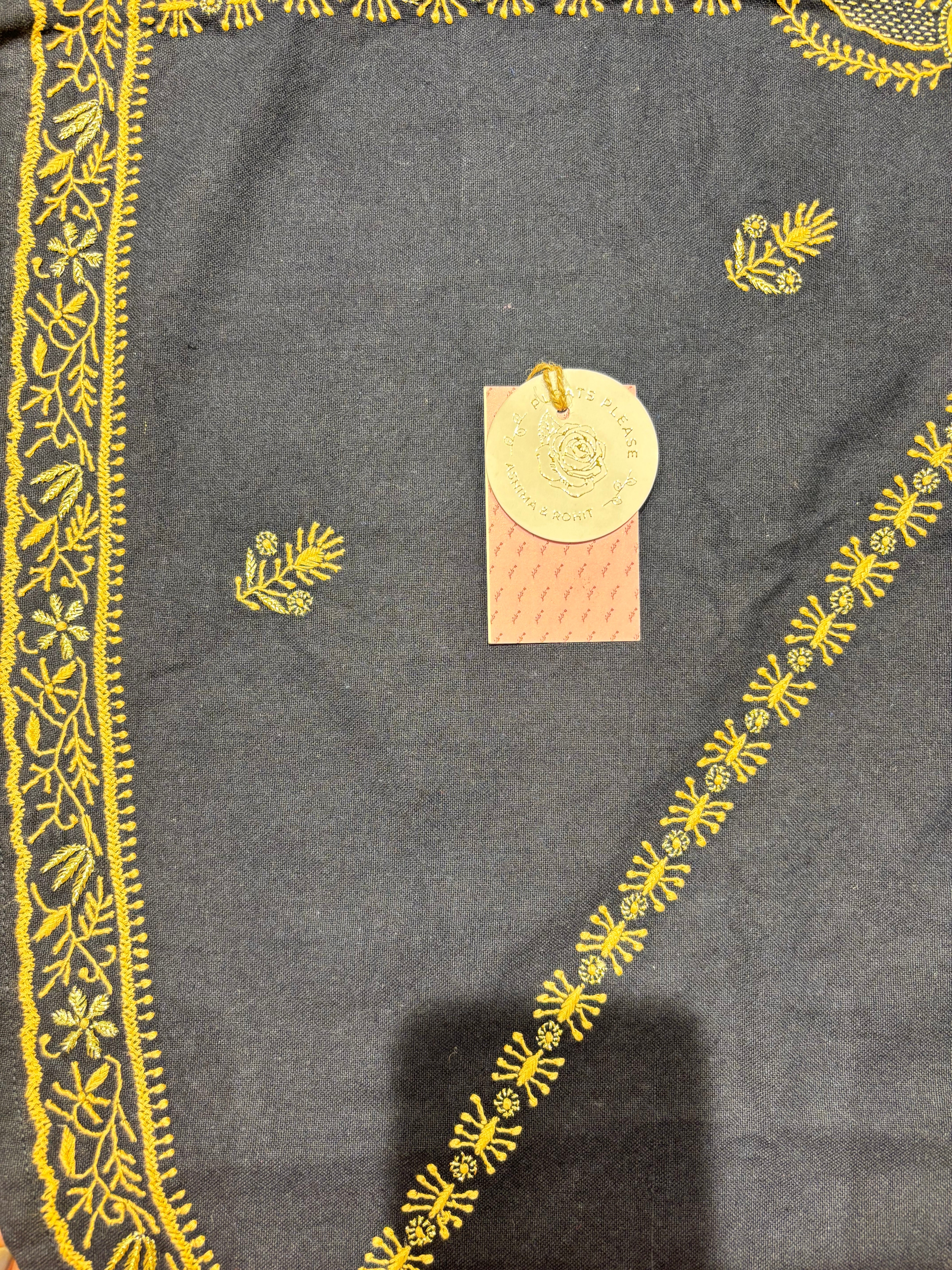 Royal Blue Linen Cotton Chikankari Table Runner