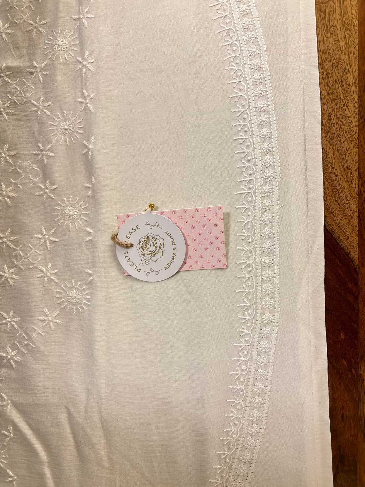 Dyeable Chanderi Silk Chikankari Floral Jaal Men’s Kurta