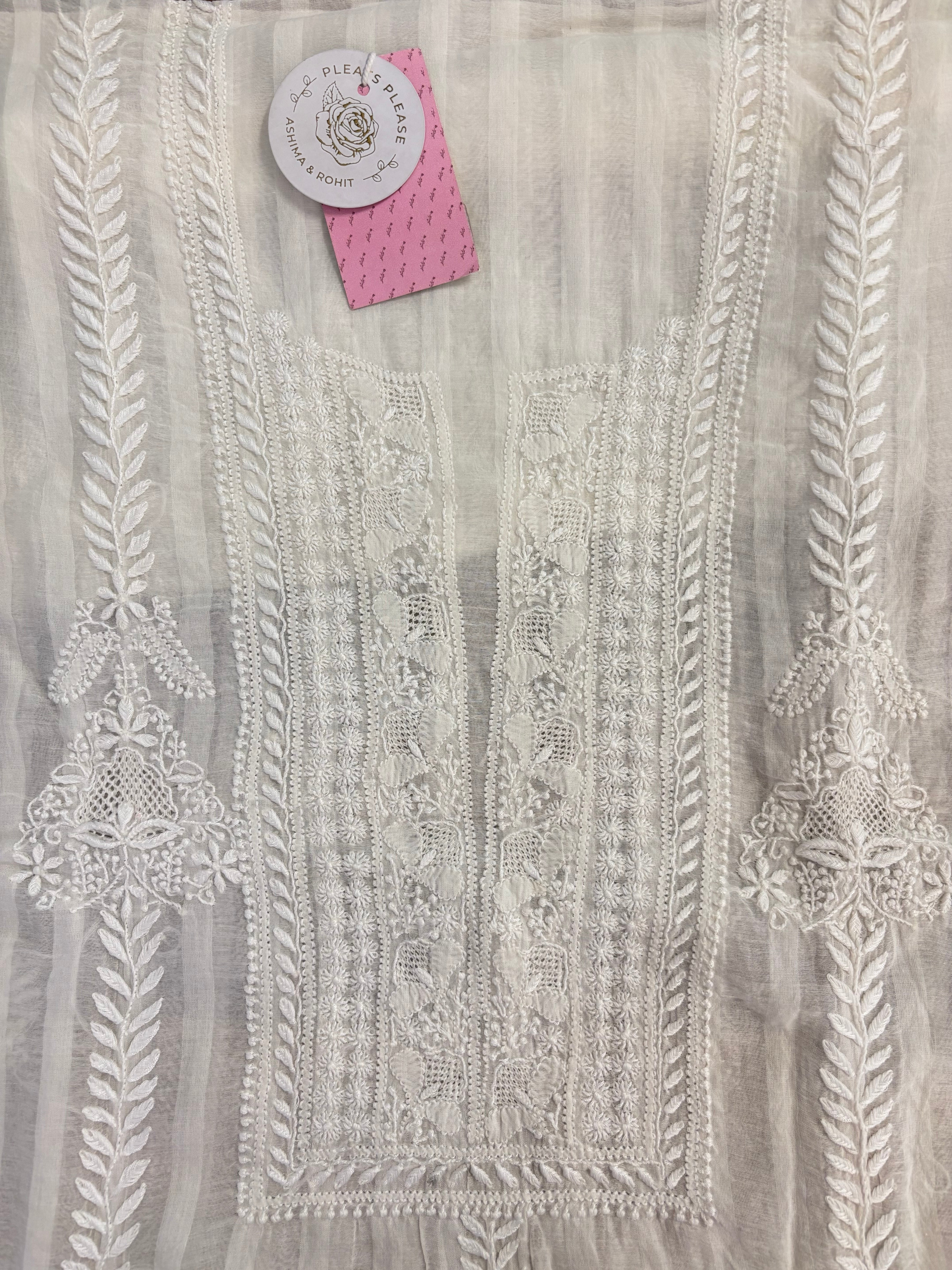 Dyeable Pure Chanderi Chikankari Kurta & Dupatta Set