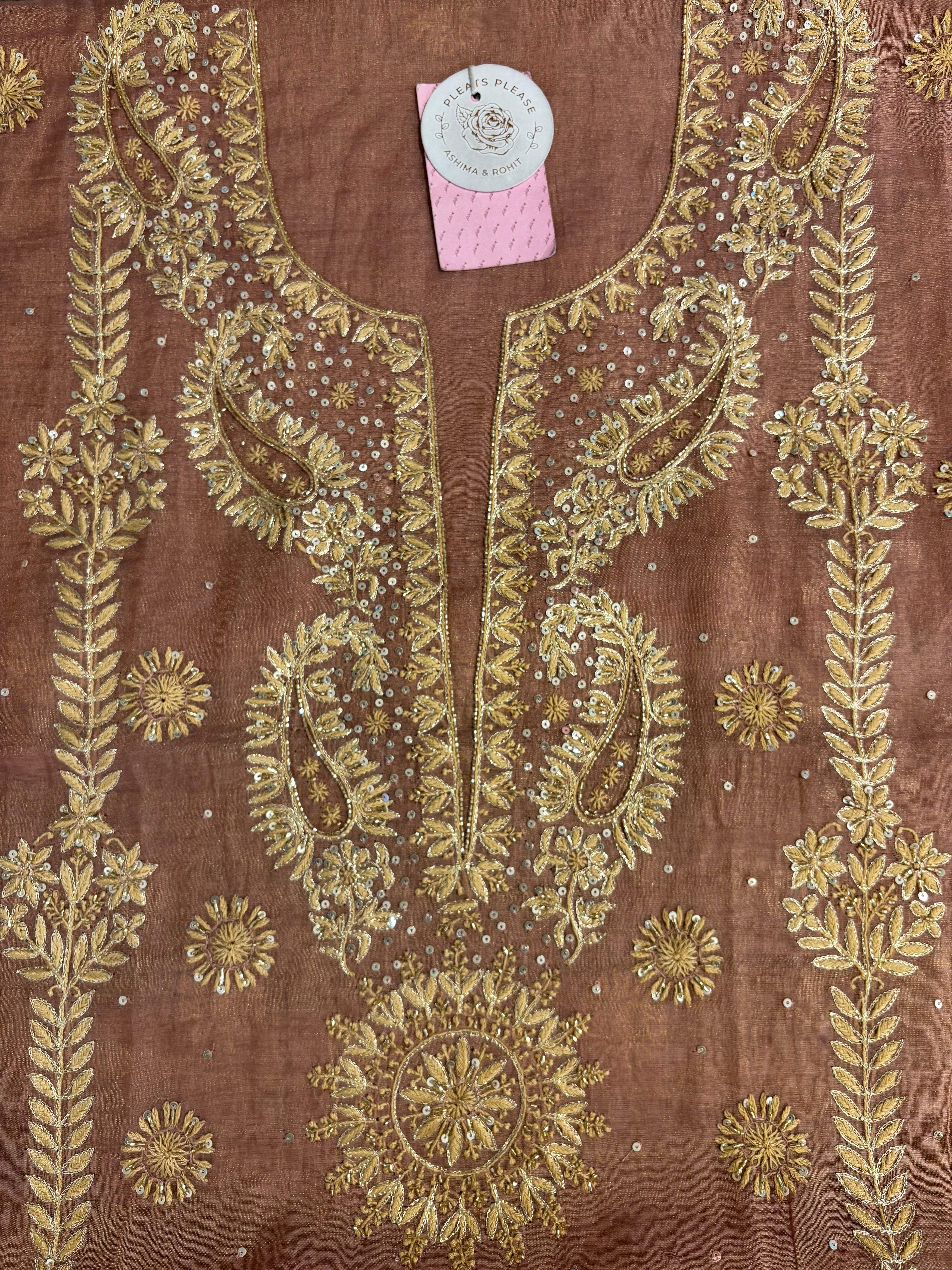 Copper Rose Pure & Premium Tissue Kurta & Dupatta