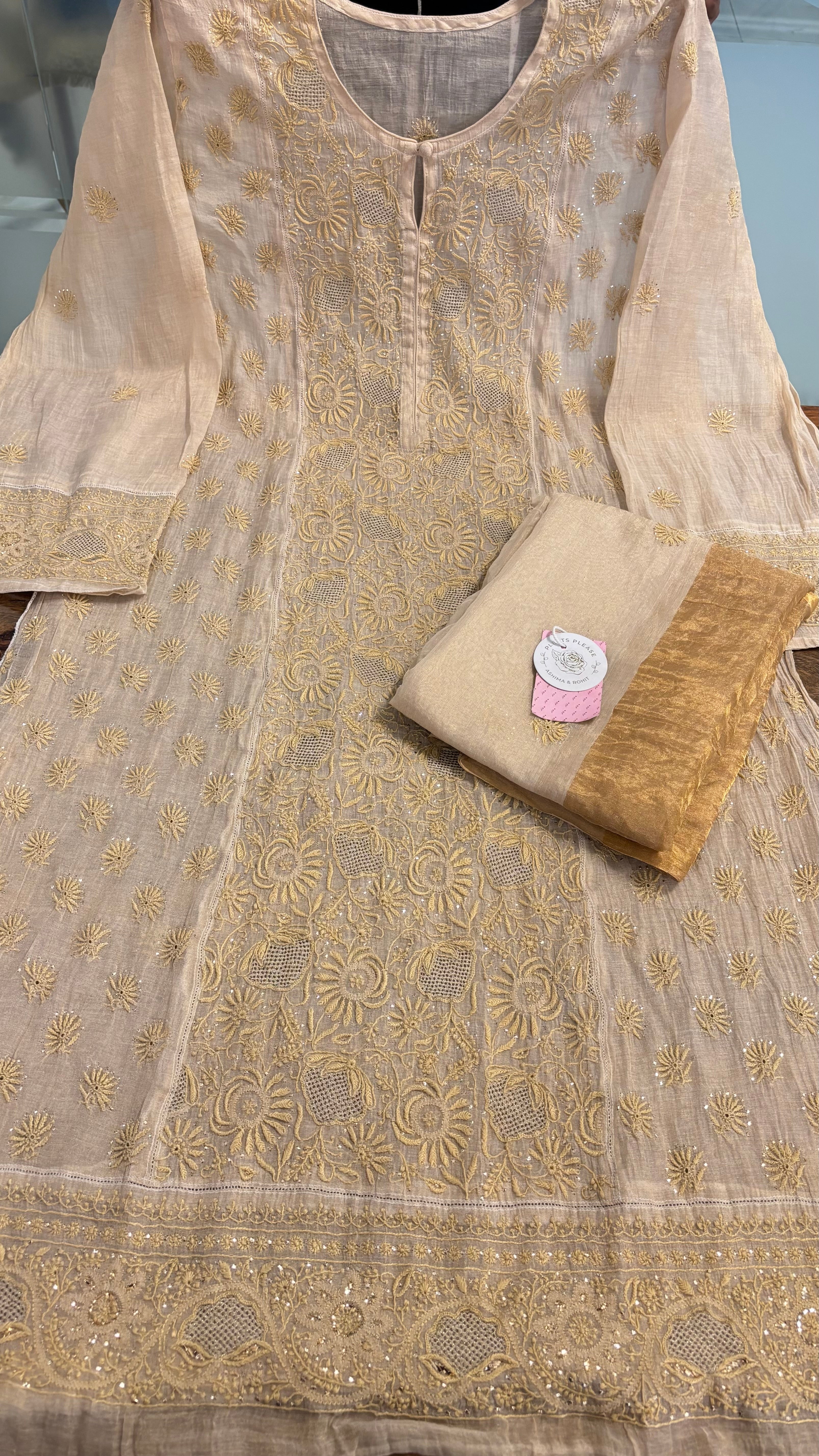 Dyeable Pure & Premium Chikankari Mukaish Kurta & Dupatta